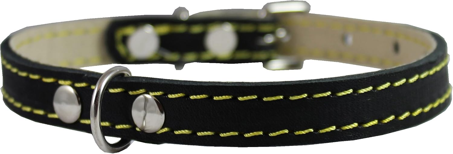 Genuine Leather Dog Collar 9.5"-13" Neck Size, 1/2" Wide Yorkshire Terrier, Puppies image 4