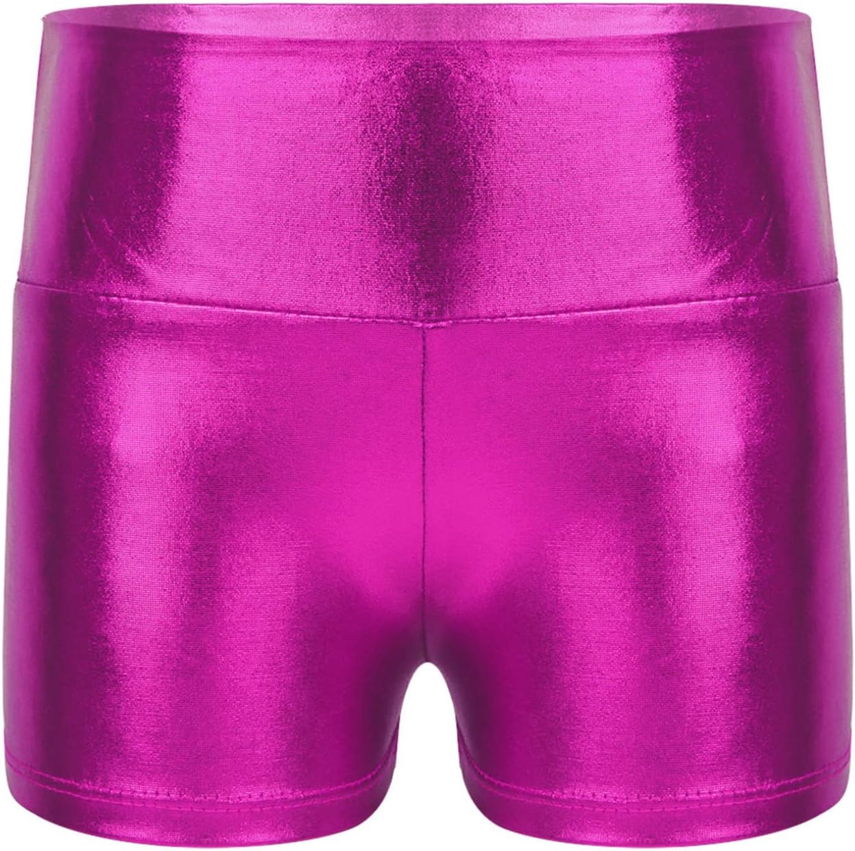 FEESHOW Gymnastics for Kids Girls Shiny Ballet Dance Leotard with Booty Shorts Sets 2pcs Metallic Tracksuit