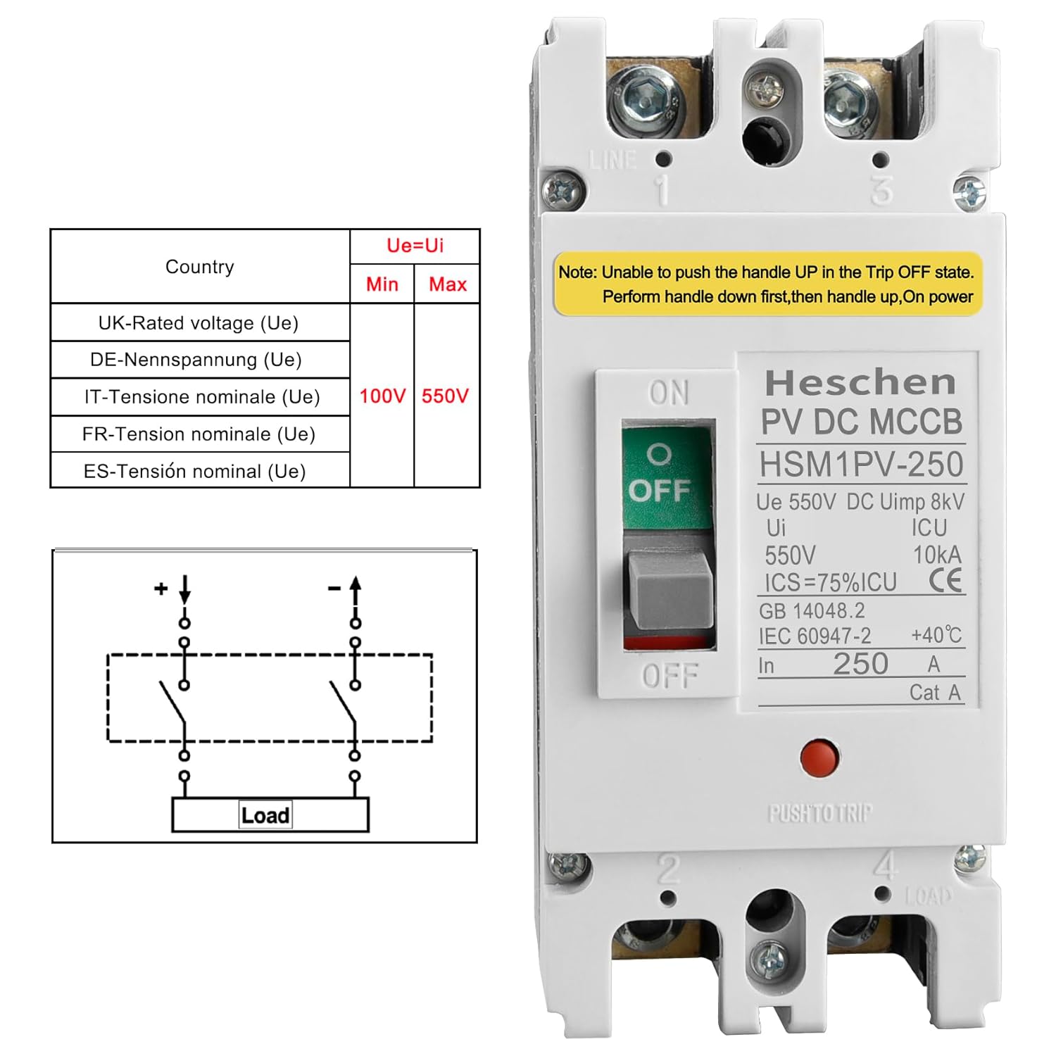 Heschen DC Circuit Breaker csatlakozási részletek