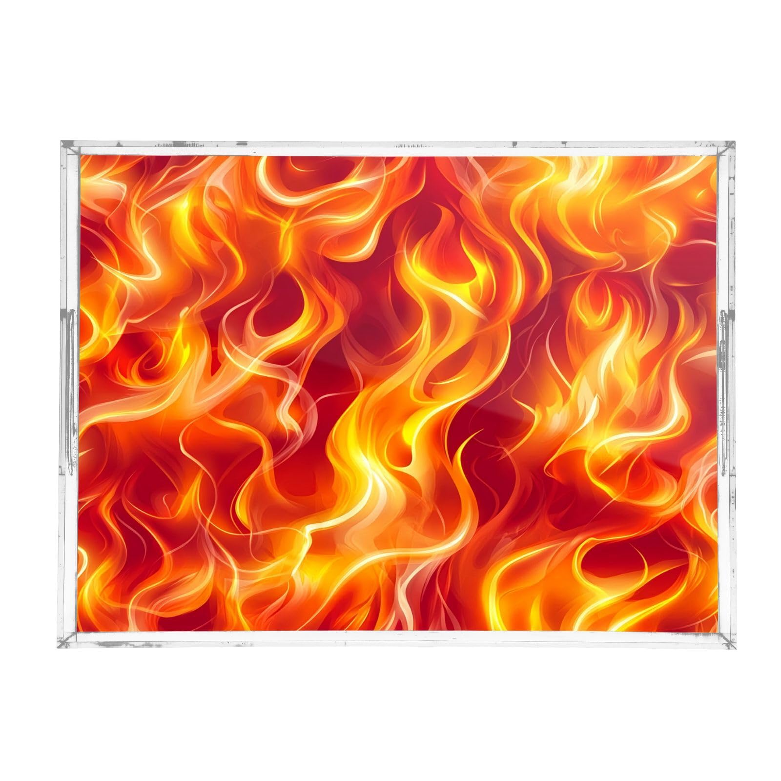 BOESI Graffiti Flame Pattern Acrylic Decorative Dining Tray, Acrylic Decorative Tray Organizer with Handle for Kitchen, Dining Room, Bathroom, Dresser