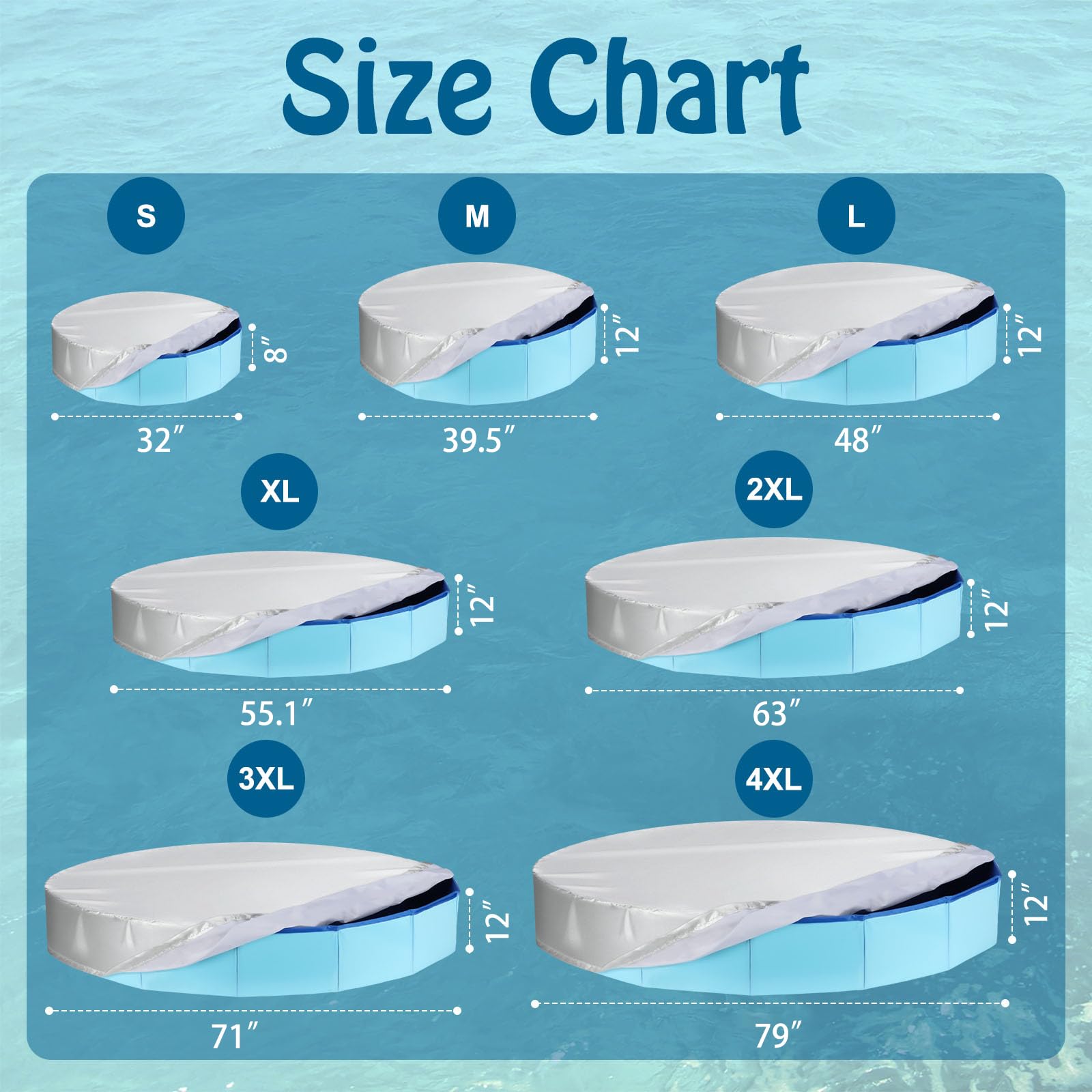 Rypet Pet Pool Cover Foldable Round Dog Swimming Pool Cover Kiddie Pool Cover,Leak Proof Washable Kiddie Pet Small Paddling Bath Accessories for Dog Kiddie Pool Bathing Tub - Image 2