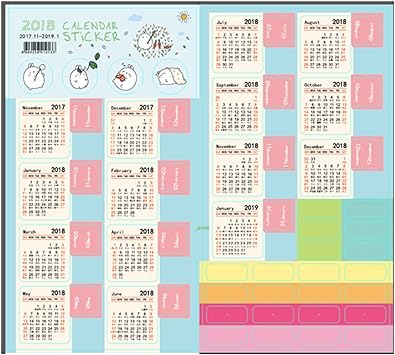 Amazon Amberetech カレンダーシール 管理簡単 付シール手帳 備忘手帳用 ノートに貼り 旅行計画用 便利 綺麗 かわいい 装飾用 ステッカー パターン カレンダー 手帳 17年1 1月から19年1月まで スケジュールステッカー 手帳用 付箋 フィルム インデックスラベル 10