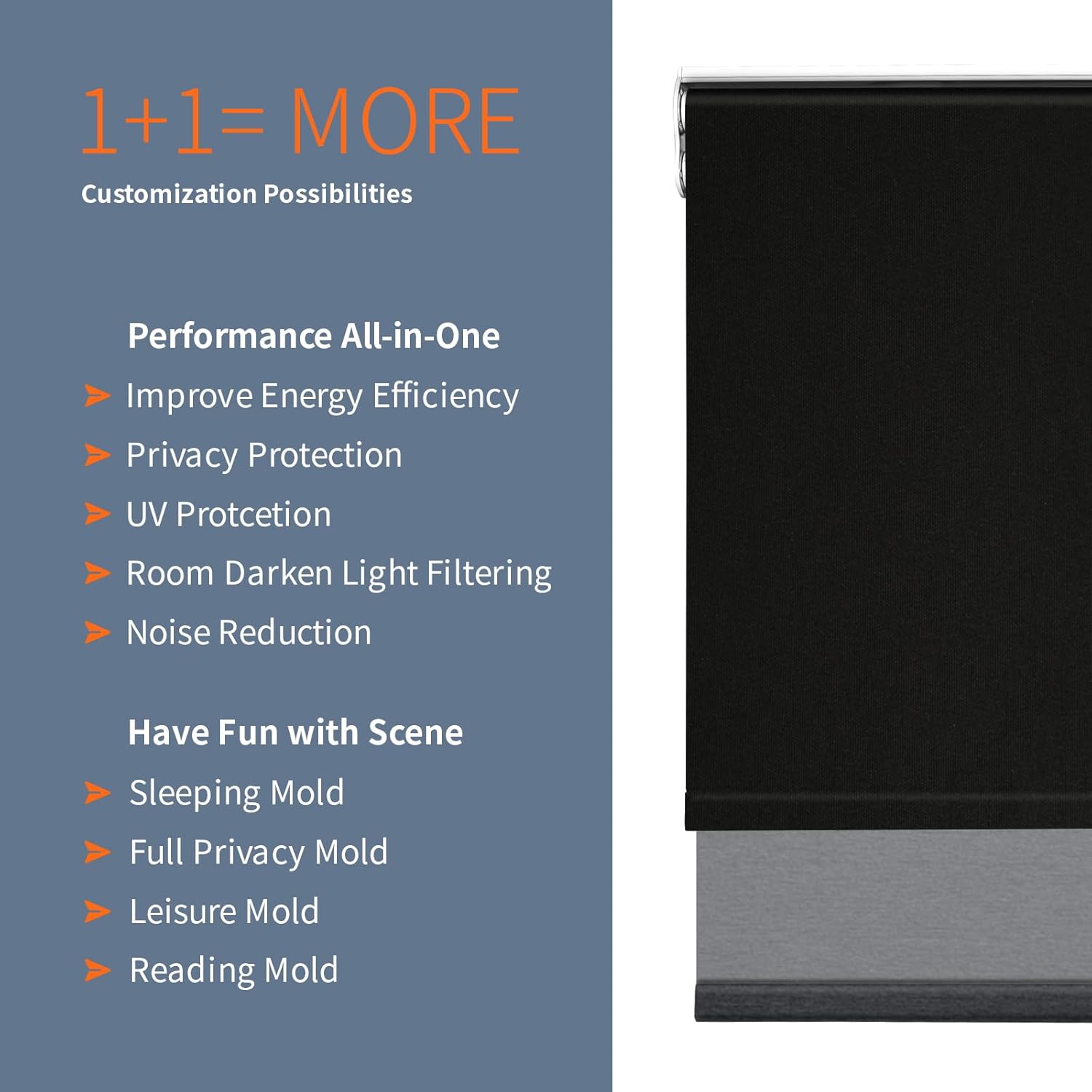 Dual Roller Shades for Windows Custom to 88" Width Day and Night Double Layer Shade Blackout and Light Filtering Blinds with Valance Black+ Peacock Black