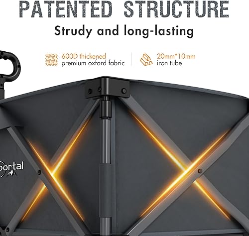 Miniatura 27 de PORTAL Carros plegables plegables de playa, resistentes con ruedas todo terreno para exteriores, campamento, jardín, compras, comestibles, plegable