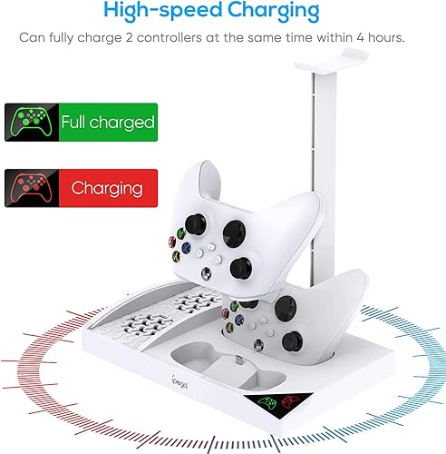 Miniatura 6 de Soporte de ventilador de refrigeración para Xbox Series S con paquete de 4 baterías recargables de 1400 mAh, estación de carga vertical YUANHOT