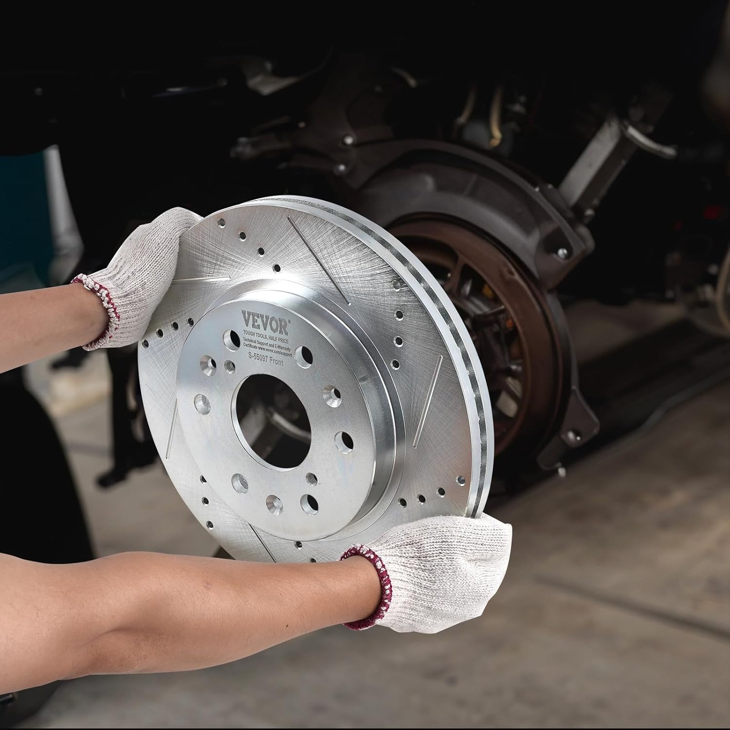 VEVOR Front Rear Brake Kit for 2014-2018 Chevy Silverado GMC Sierra 1500, 2015-2020 Suburban Tahoe Yukon XL Escalade ESV, Drilled & Slotted Brake Rotors Ceramic Brake Pads Replacement Kit