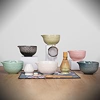 Vista 9 de Joyscale Matcha Whisk Set, Matcha Set Whisk And Bowl, 8 Pcs Matcha Kit Set(Texture Design), 16 OZ, Japanese Matcha Tea Set, Matcha Making Kit Gifts