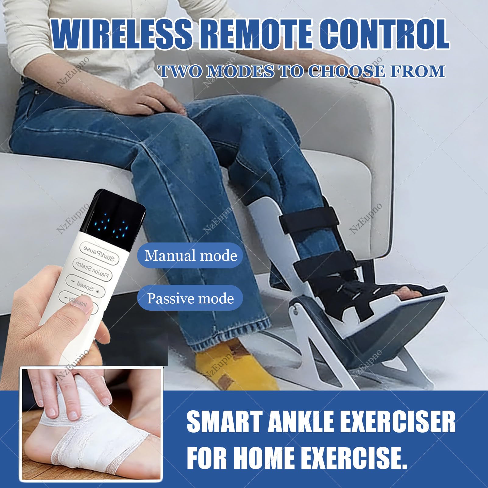 Entrenador EléCtrico De Tobillo, Equipo De RehabilitacióN para Pie CaíDo, con Control Remoto InaláMbrico, para RecuperacióN De Fuerza Y ​​Flexibilidad, MáQuina De RehabilitacióN Posoperatoria
