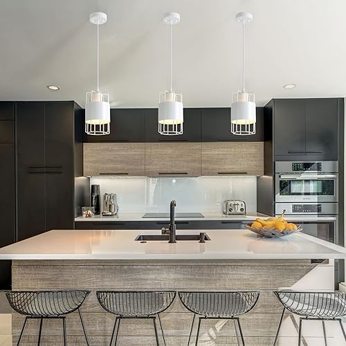 Miniatura 5 de Lámpara colgante de metal moderna de 1 luz, lámpara colgante industrial, lámpara colgante blanca, accesorio de luz colgante, lámpara colgante, isla