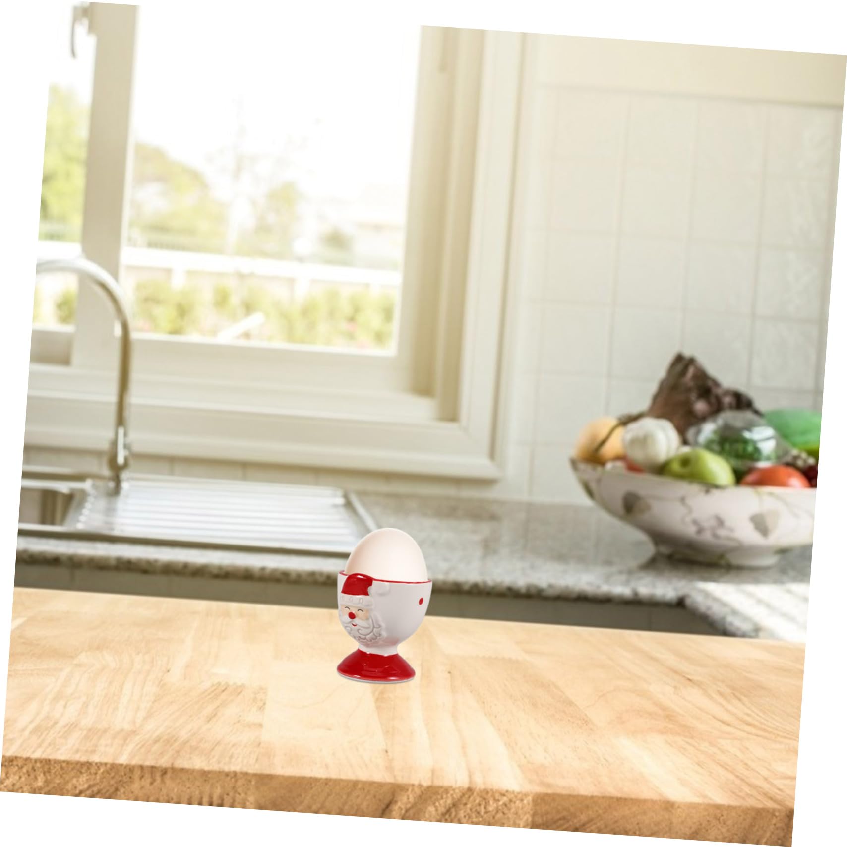 COLLBATH Egg Cup Egg Boiling Cups Xmas Style Egg Holder Cup for Boiled Egg Home Egg Storage Stand Egg Supporting Cup Ceramic Egg Supporting Rack Adorable Egg Stand Display Stand for Egg