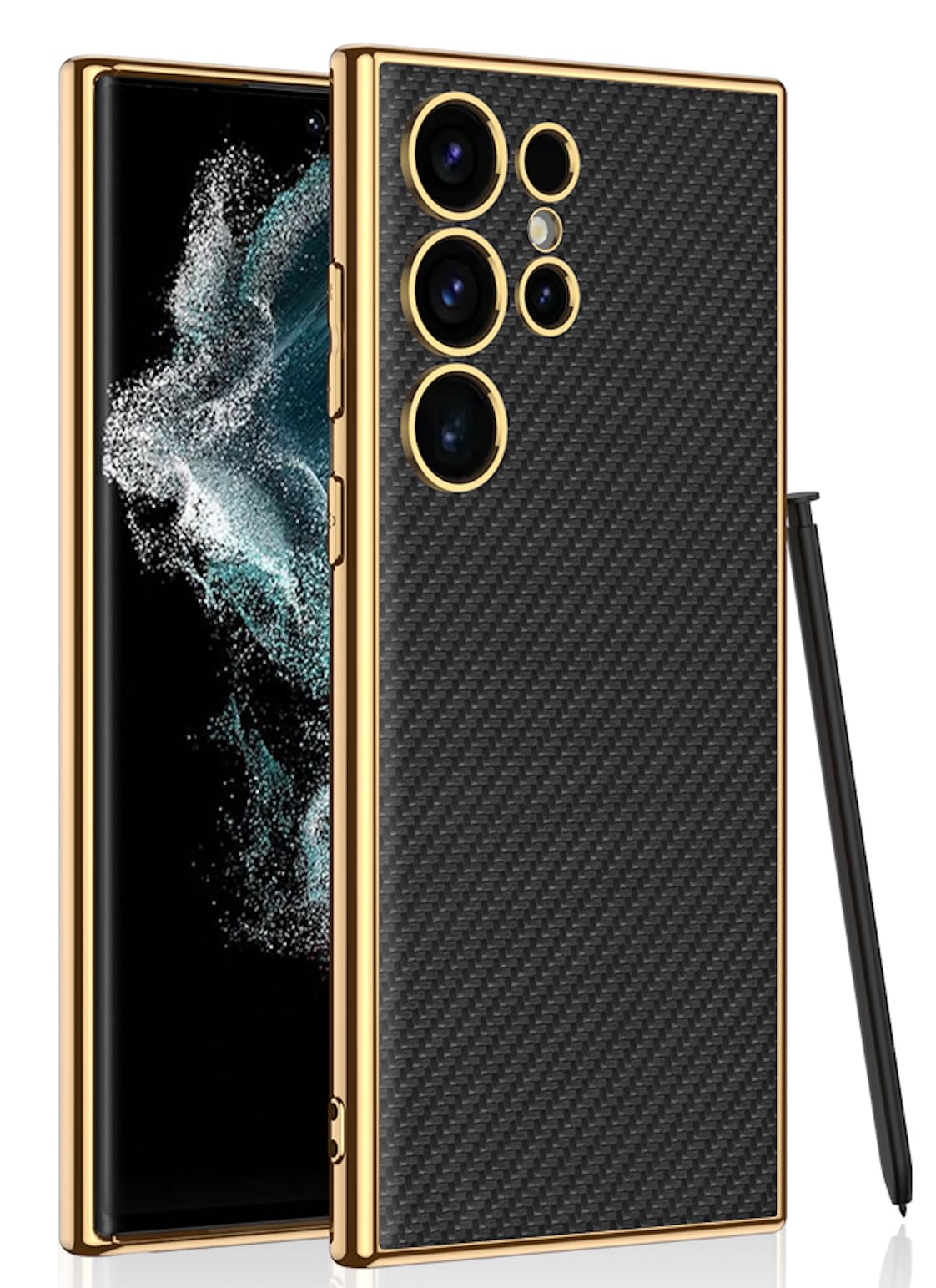 BOUNCEBACK P.U Leather Electroplated Back Case/Cover for Samsung Galaxy S24 Ultra 5g - (Carbon Fiber Black | Faux Leather) (B0CV49BXVF) Amazon Price History, Amazon Price Tracker