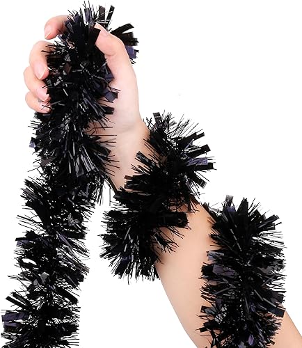 Vista 23 de Guirnalda de oropel de Navidad de 20 pies / 19.7 ft, guirnalda colgante metálica iridiscente para árbol de Navidad, chimenea, chimenea, decoración