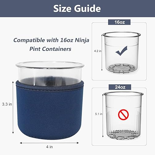 Miniatura 3 de Xumbtvs Funda reutilizable para helado, 4 fundas aisladas de neopreno para pintas de crema ninja, compatible con contenedores para hacer helados