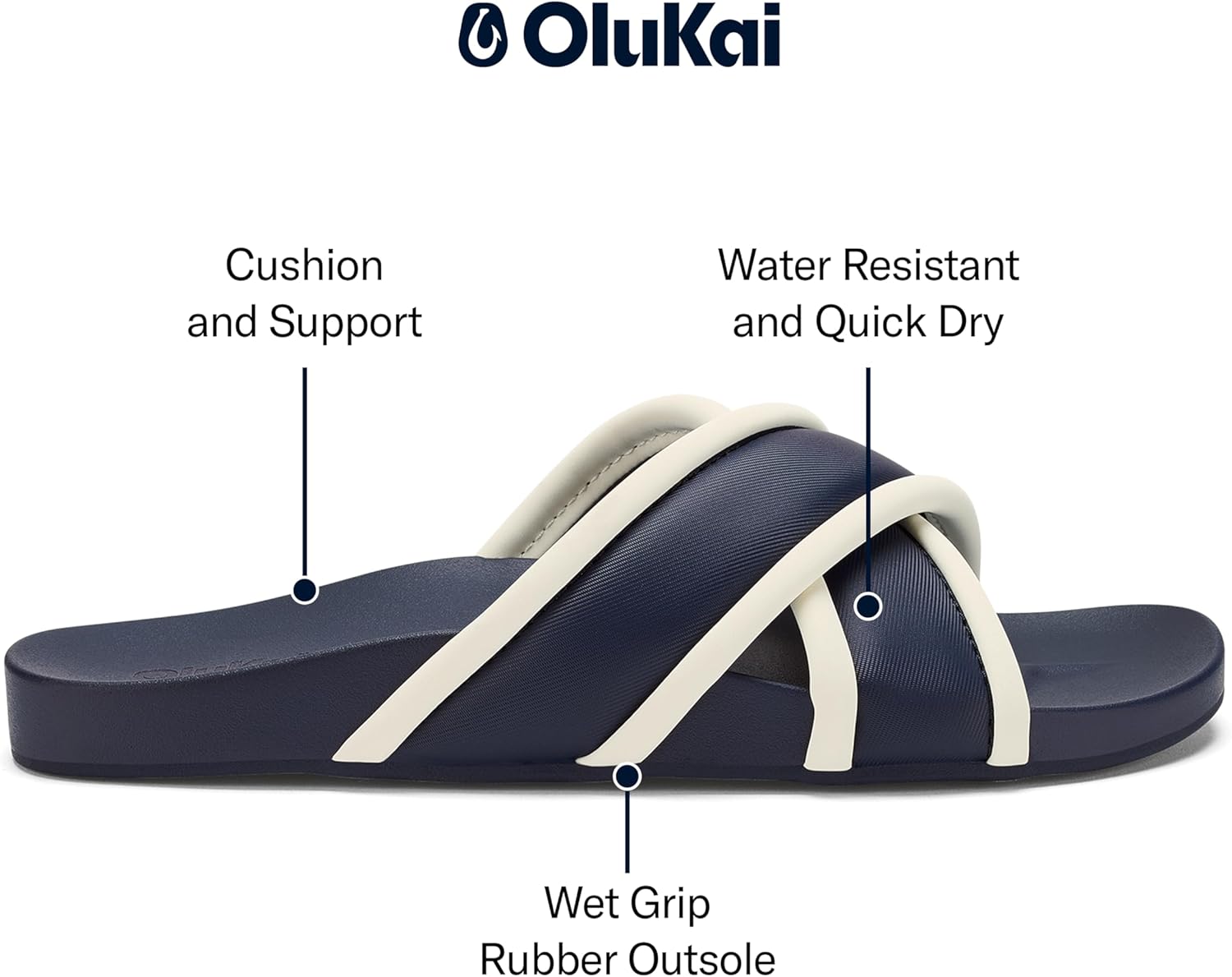 OLUKAI Ani Women’s Slide Beach Sandals, Effortless Design & Stylish Cross Straps, Water-Friendly Versatility, All-Day Comfort & Supportive Arch - Image 4