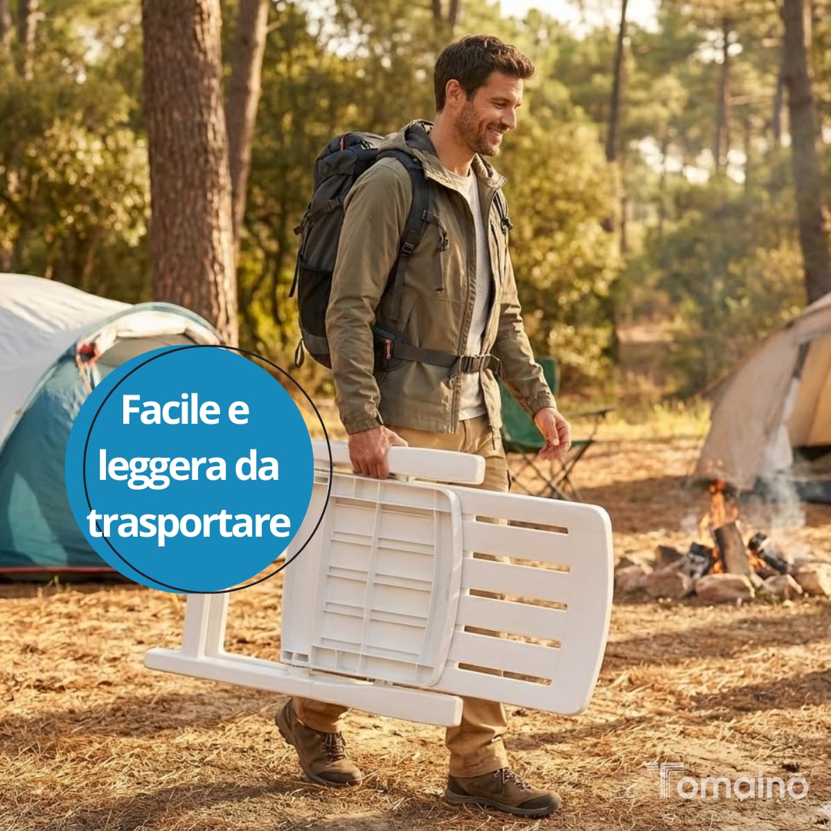 Tomaino Sdraio da giardino pieghevole in plastica - Poltrona per esterno, casa, campeggio reclinabile - 5 posizioni- Con braccioli (Nero)