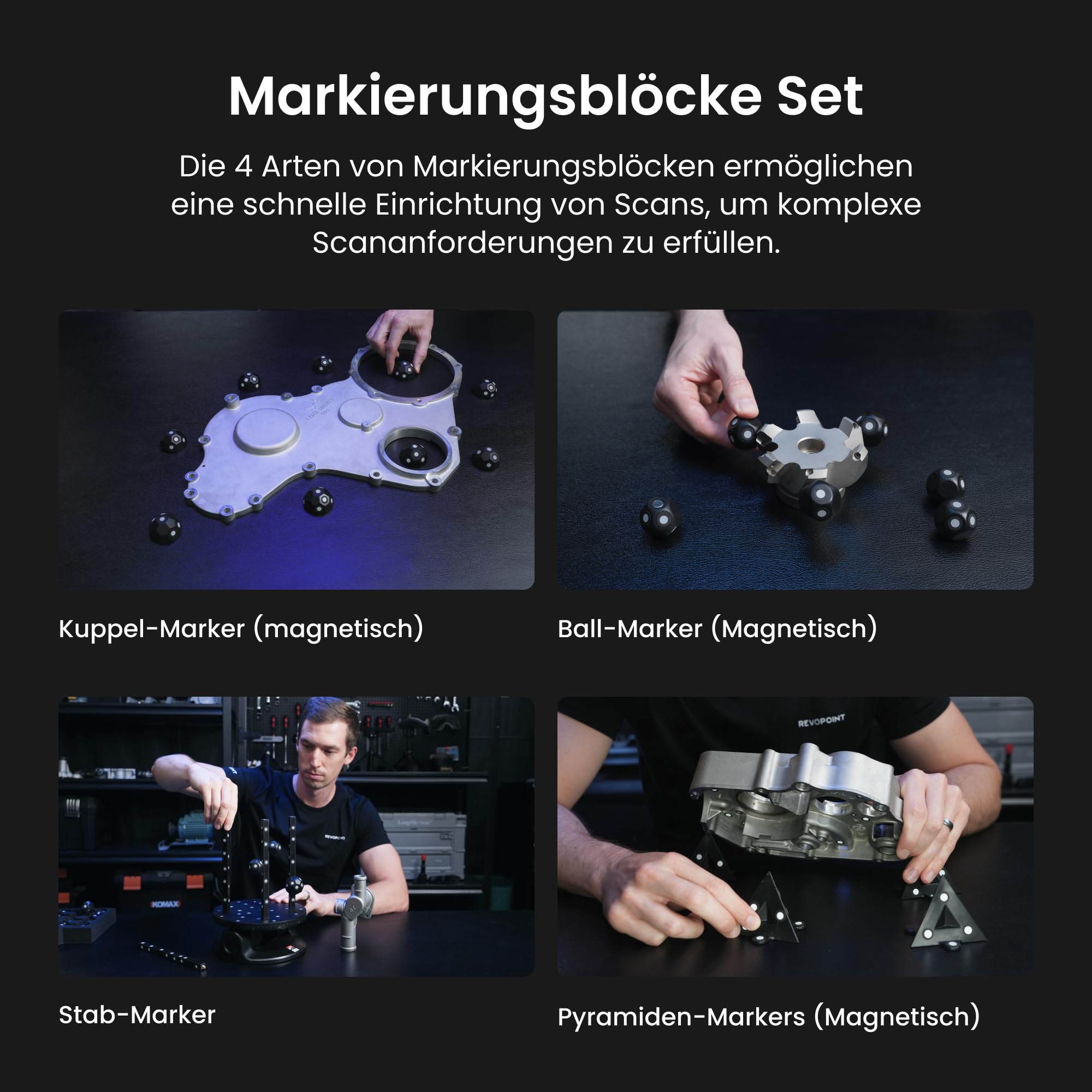 Revopoint MetroX 3D Scanner für 3D-Druck, bis zu 0,01mm Präzision, Genauigkeit Metrologischer Qualität, Blaulaser, Bis zu 60 fps, 4 Scan Modi, Scannen metallischer/dunkler Objekte, Erweitert