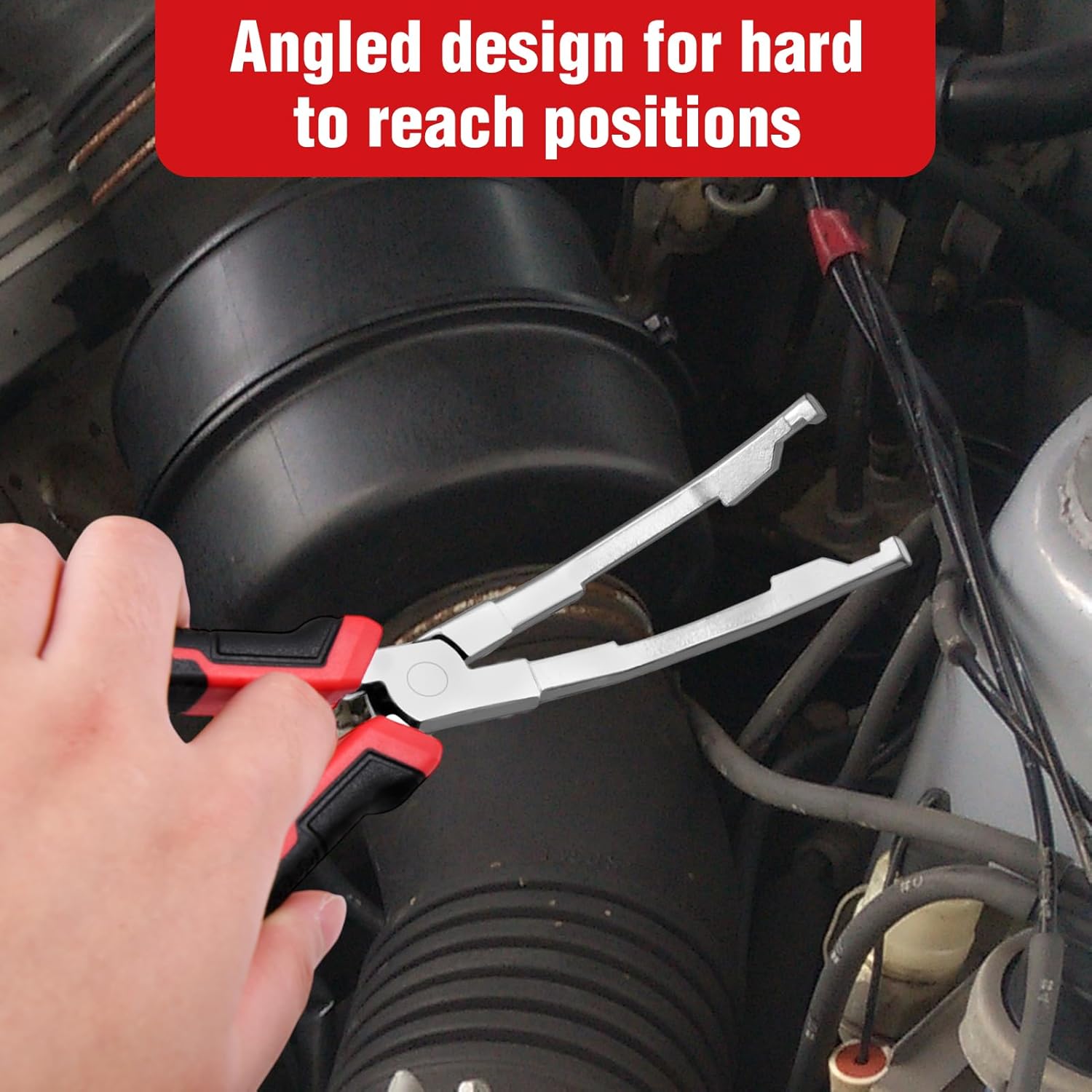 Angled Jaw Glow Plug Pliers Curved Jaw Glow Plug Removal Tool Clamp Connectors Puller Plier Automotive Connector Remover Pliers for Diesel Engines Repair, Auto Repair Tools with TPR Handle