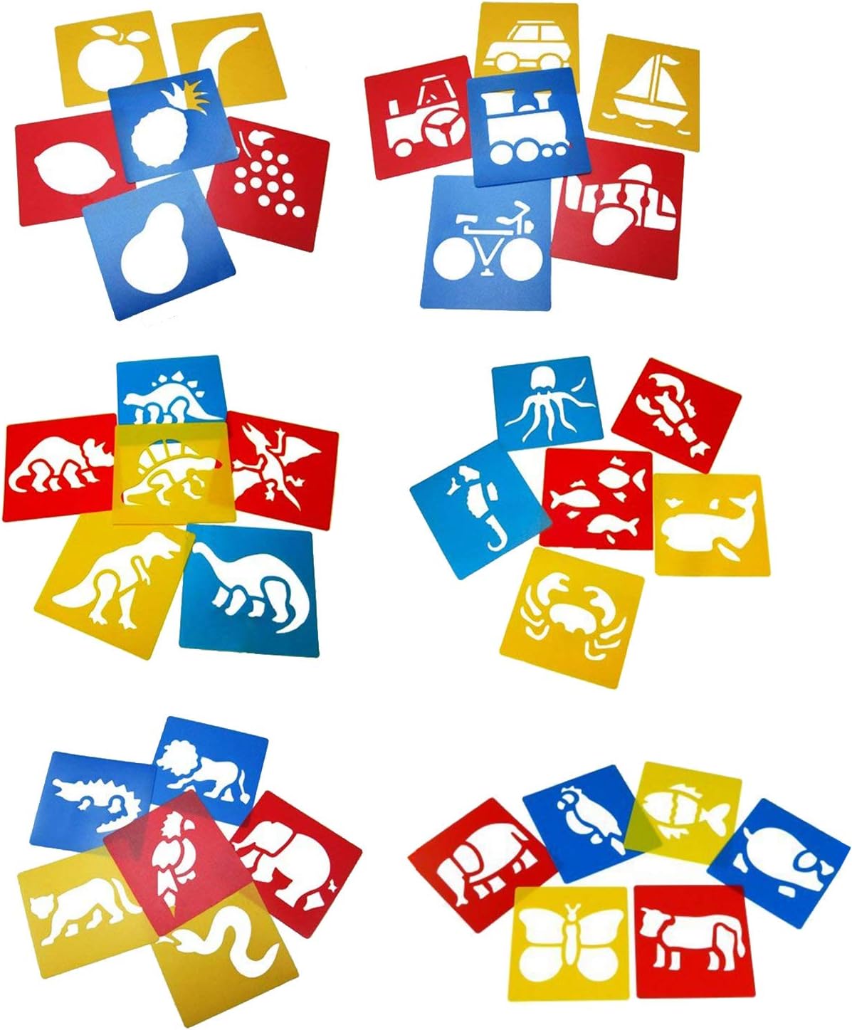 Lependor 36 Pieces Plastic Drawing Painting Stencil Templates for Kids Crafts - Washable Template for School Projects - Random Colors