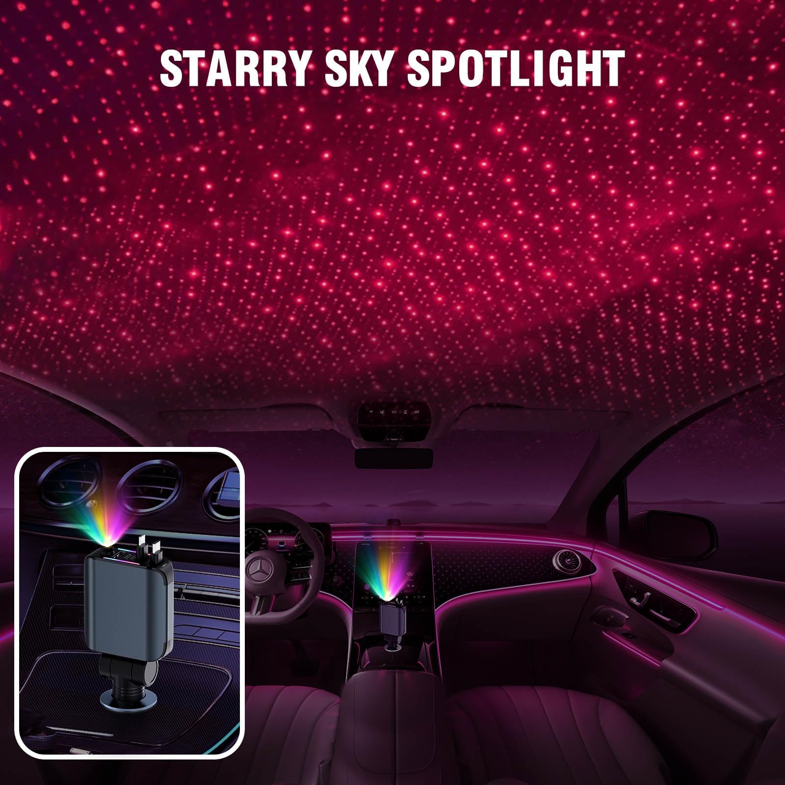 Cargador retráctil de coche con luz de estrellas, 4 en 1 [120 W] USB C para iPhone y Android, cargador de coche de carga rápida, compatible con iPhone 16/15/14/13/12/11, regalos de San Valentín para