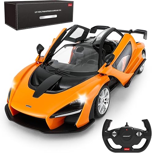 RASTAR Coche a control remoto McLaren Senna 114, auto de juguete a control remoto, vehículo modelo RC para niños, color naranja