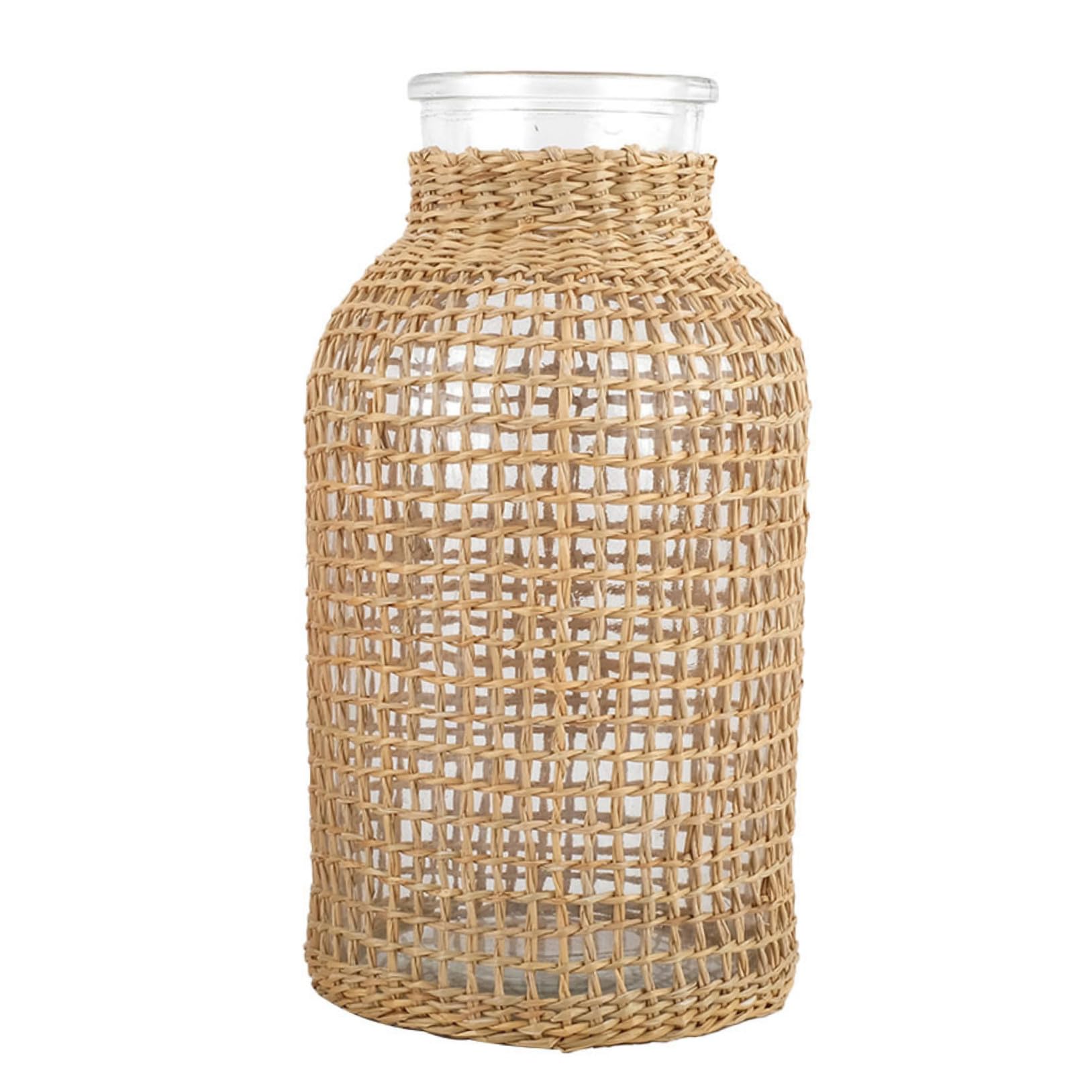 Vase en verre de style raffiné et rotin de qualité VALICLUD