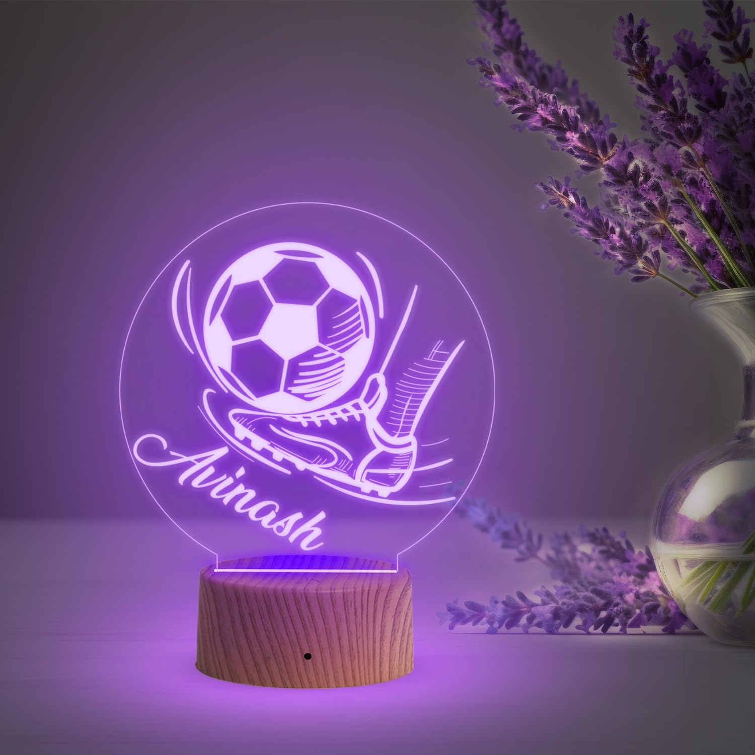 Gift Me Bazar Personalised Football LED Desk Table Lamp Customized with Name | Multicolored Light & On/Off Touch Button | USB Powered | Birthday Gifts for Footballer Men Women | Football Player Gift-image-43