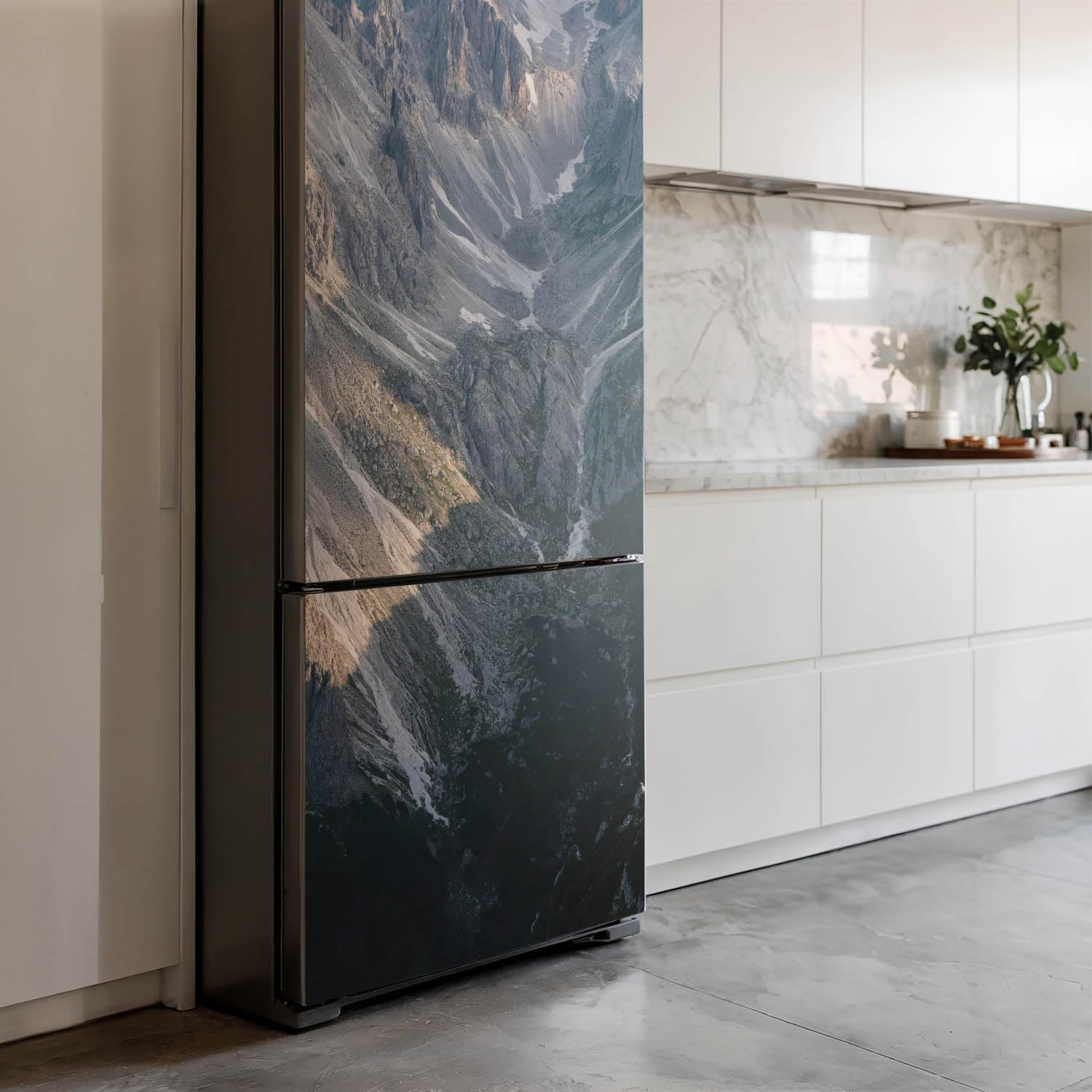 Tappetini Magnetici per Frigorifero 70x190 cm Impermeabile Ristrutturazione Decorazione Sostenibile Stampato Cucina Rinnovo Rettangolare - Paesaggio montano con valle