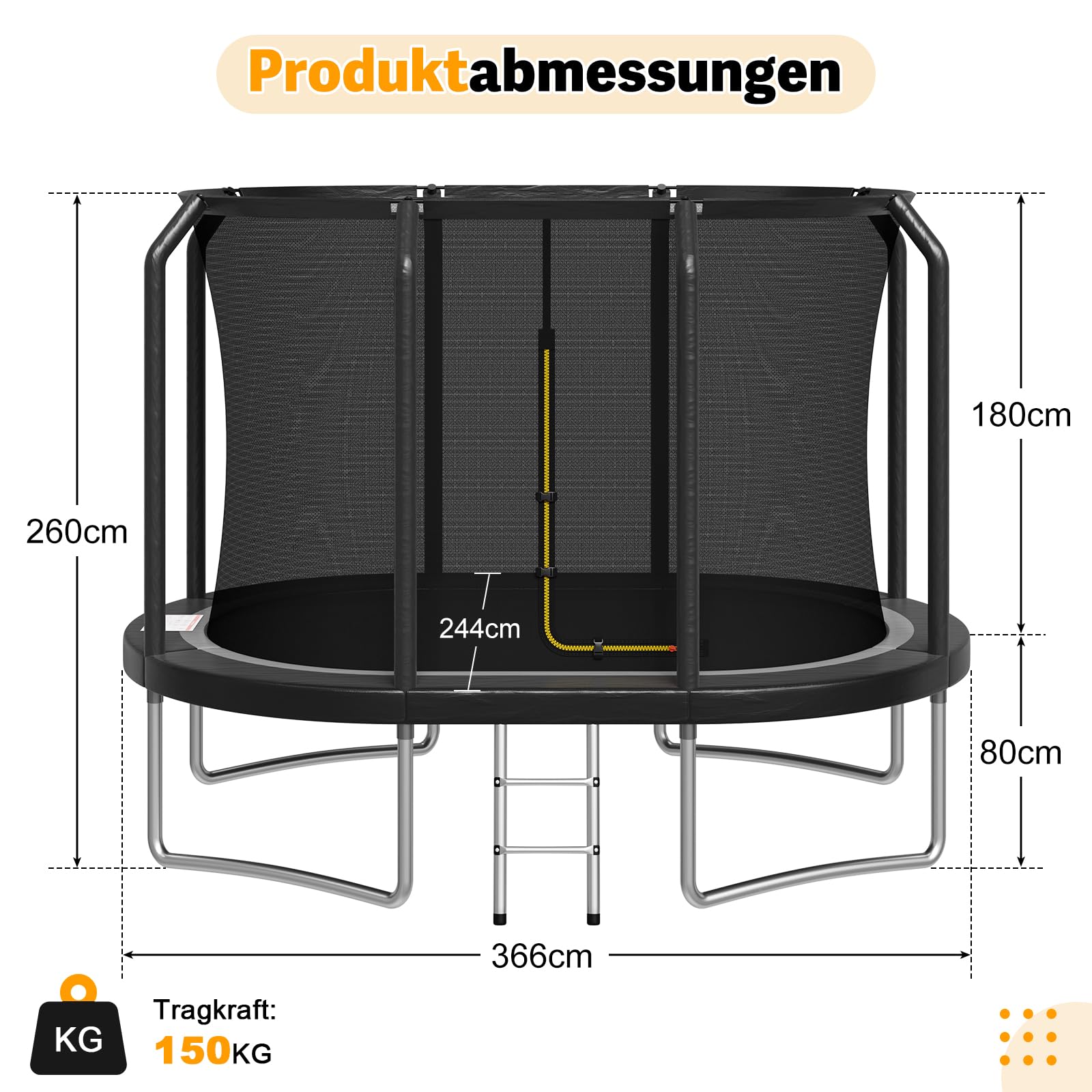 Devoko Outdoor Trampolin - Large Oval, 3 in 1 Familientrampolin Mit Sicherheitsnetz, Robuster Metallrahmen, Geeignet für Kinder und Erwachsene