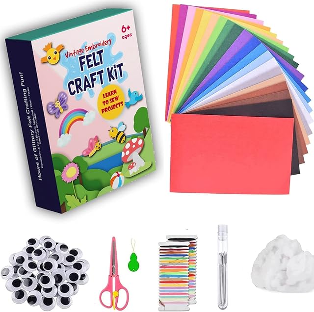 Felt Fabric Sheets for DIY Craftwork - Set of 20, 8 x 11.8 inches, 20 Assorted Colors,Stiff Felt Squares for Creating Toys, Home Decor, Sewing and School Projects