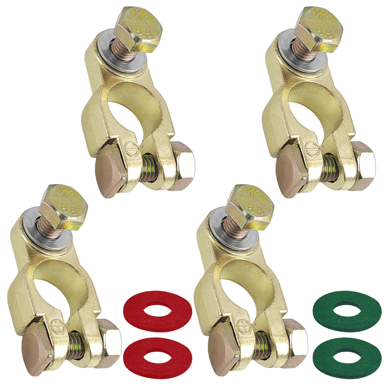 4 Stücke Batterieklemmen Kit, Batteriepolklemmen mit 2 Anti-Korrosions-Pads, Batteriehauptschalter 12V 24V, Batterietrennschalter, für Auto, Transporter, Schiffe, Wohnmobile