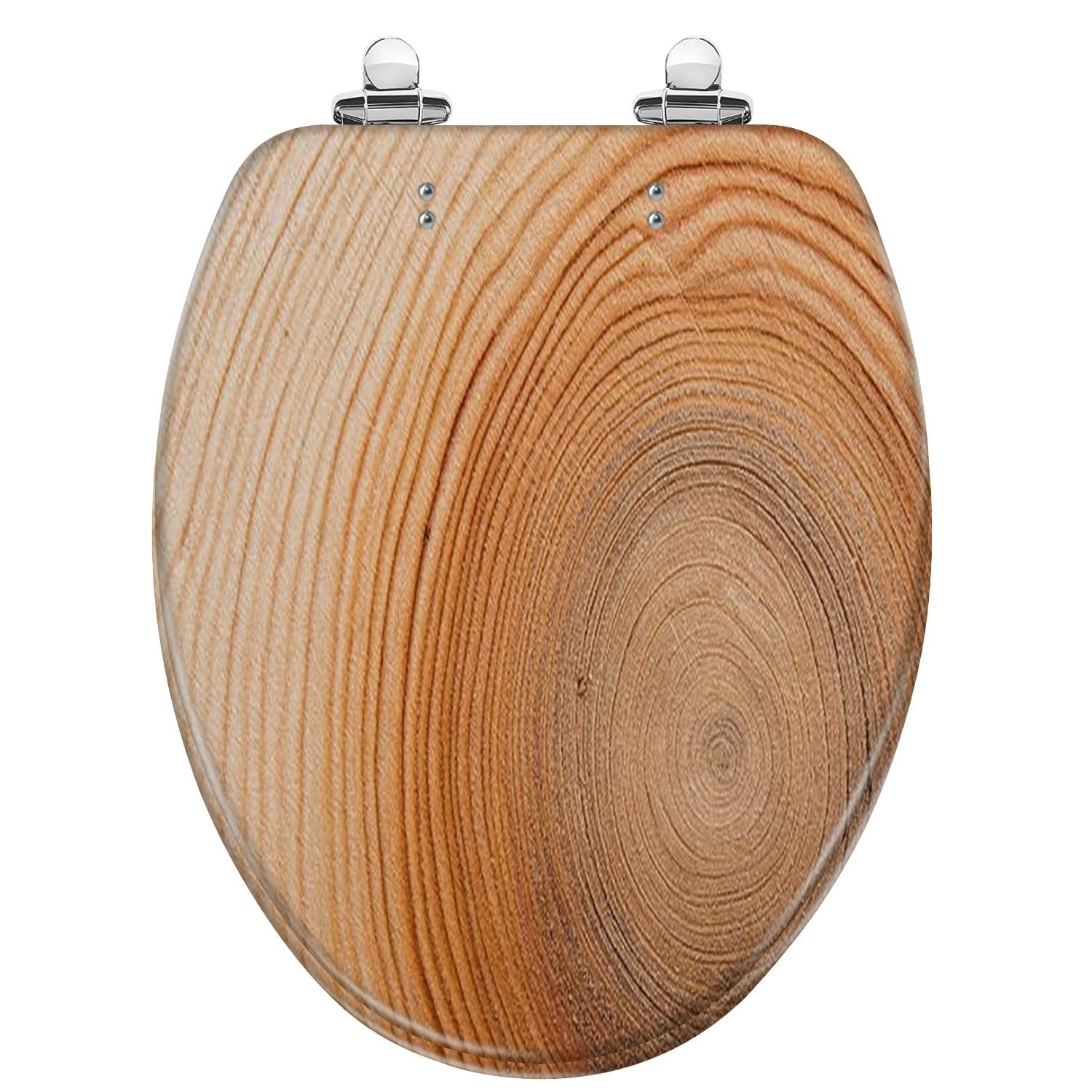 Tazyyzuu Multi3 Cedar Wood Resin Round Toilet Seat With Slow Close Lid Quick Release Hinges Easy Clean Design(,Elongated)