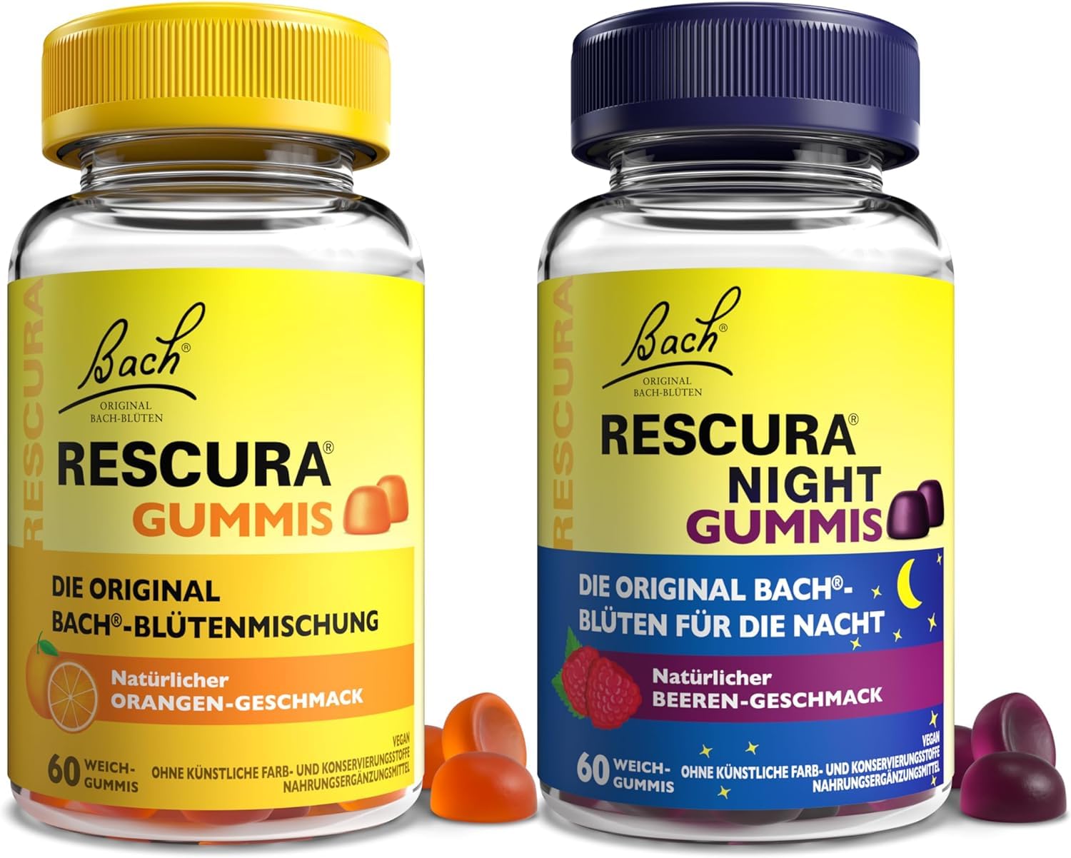 Bachblüten Original Bach RESCURA Day & Night Gummis 2 x 60 Stk.| Bachblütenmischung als leckere Gummi für Tag und Nacht | Original nach Dr. Edward Bach | ehemals Rescue