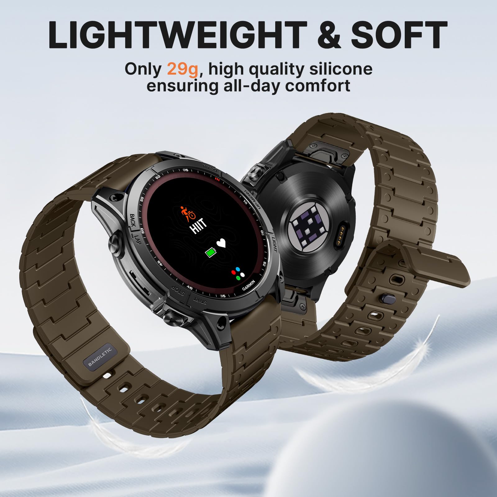 Bandletic Correa magnética deportiva compatible con Garmin Watch Quick Fit