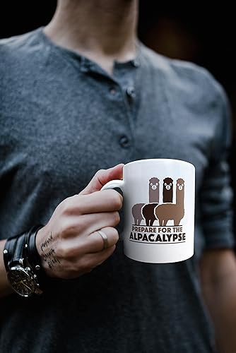 Miniatura 2 de Mean Muggin Taza de cerámica de alpaca de 11 onzas, prepárate para el alpacalipse, cerámica de calidad e impresión, ilustraciones en ambos lados,