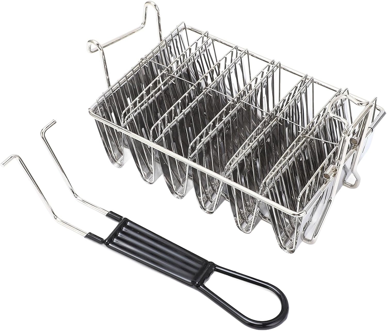 6 s Fryer Taco Holder Basket, V Sd less Steel Tortilla Fryer Basket, Detachable Handle Dishwa Taco r for Home Restaur