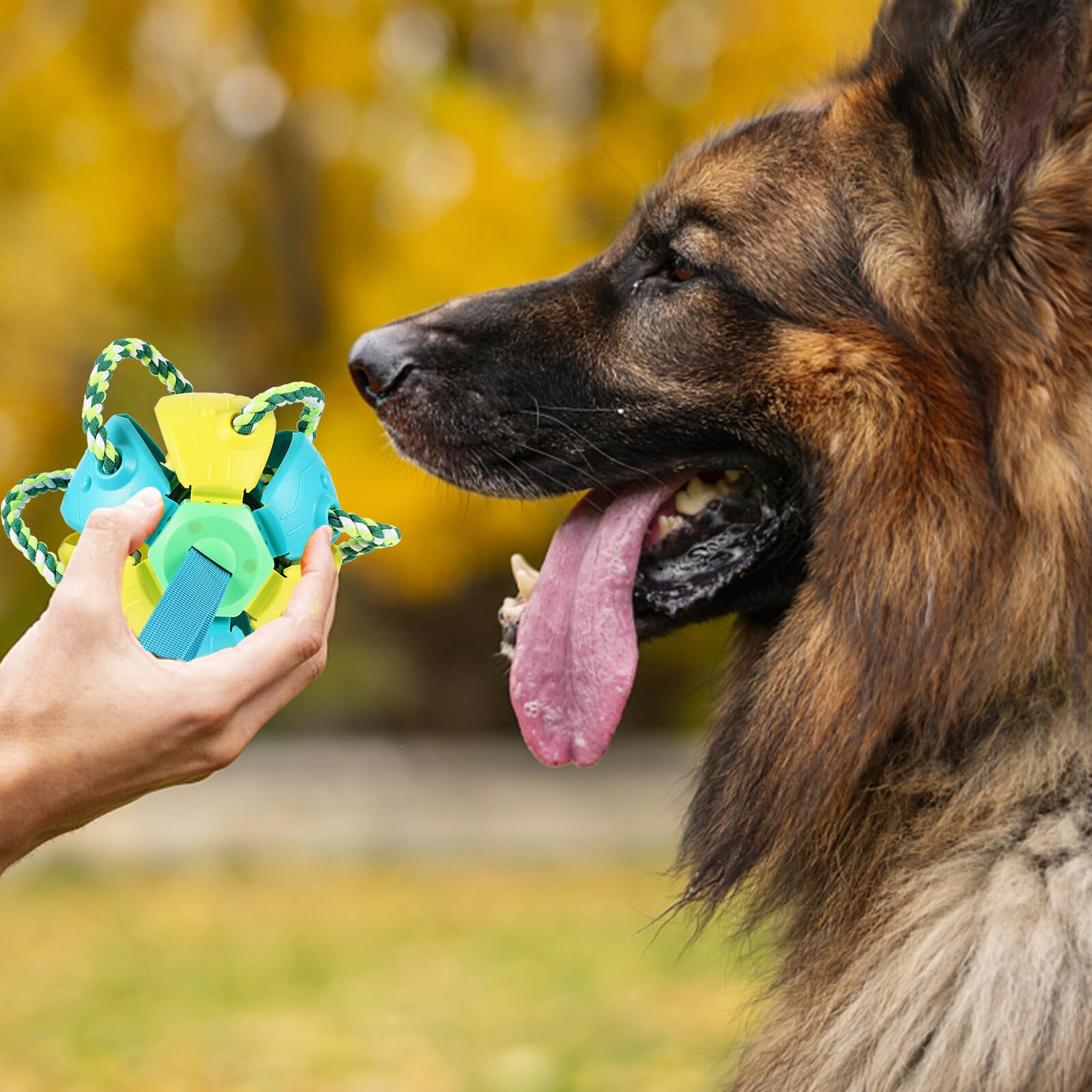 Toyvian Hundespielzeug Interaktiver Kauspielzeug Welpen Outdoor Wurfball Robust Leicht Verbessert Jagdinstinkt Fördert Gesundheit Spaßig für Kleine und Mittlere Hunde Gelb blau
