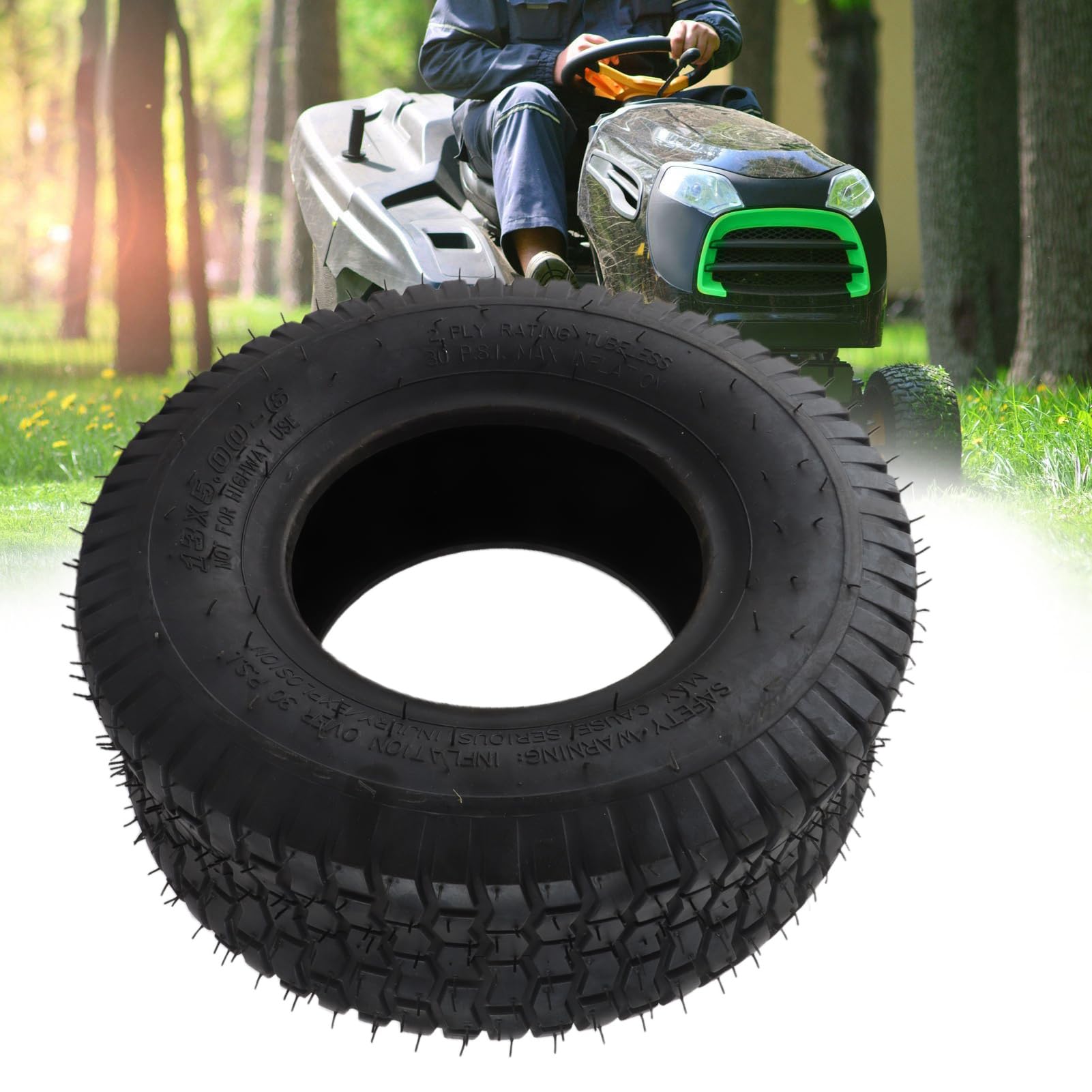 Pneumatici Tubeless 13x5.00-6 per Impieghi Gravosi per Go Kart, Tosaerba e Trattori Giardino - 4 Strati, Carico di 440 Libbre, Trazione Eccellente, Design del Battistrada