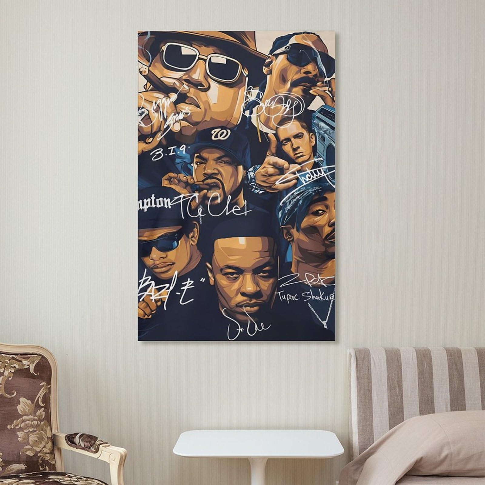 Poster artistico su tela, motivo: cantante rap, hip hop, tutte le stelle, decorazione da parete, poster decorativo moderno, 60 x 90 cm