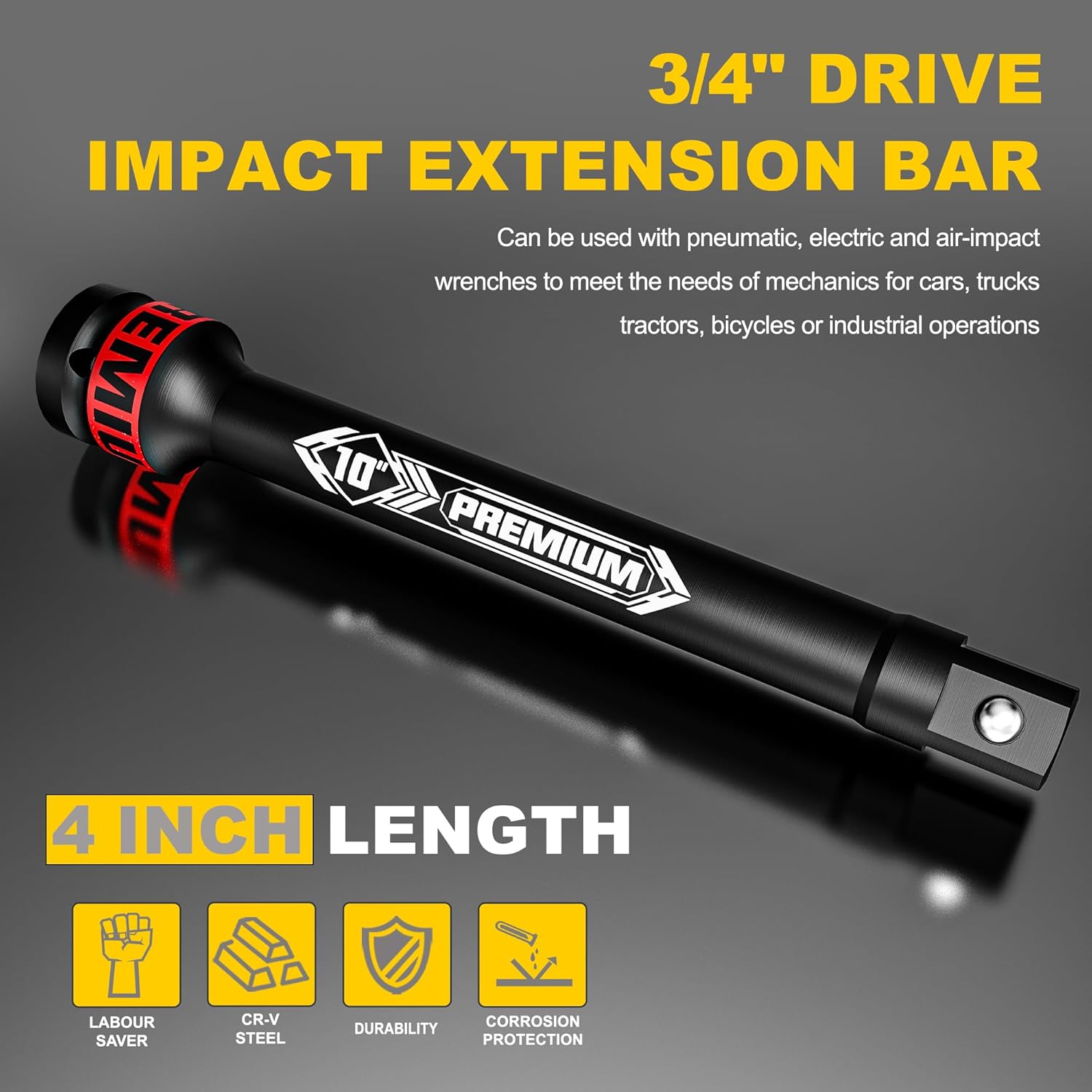 1/2" Drive Impact Extension Bar, 36 Inch Length Socket Extension, CR-V Steel, Narrow and Deep Areas in Automobile Maintenance, Mechanical Assembly or Industrial Operations