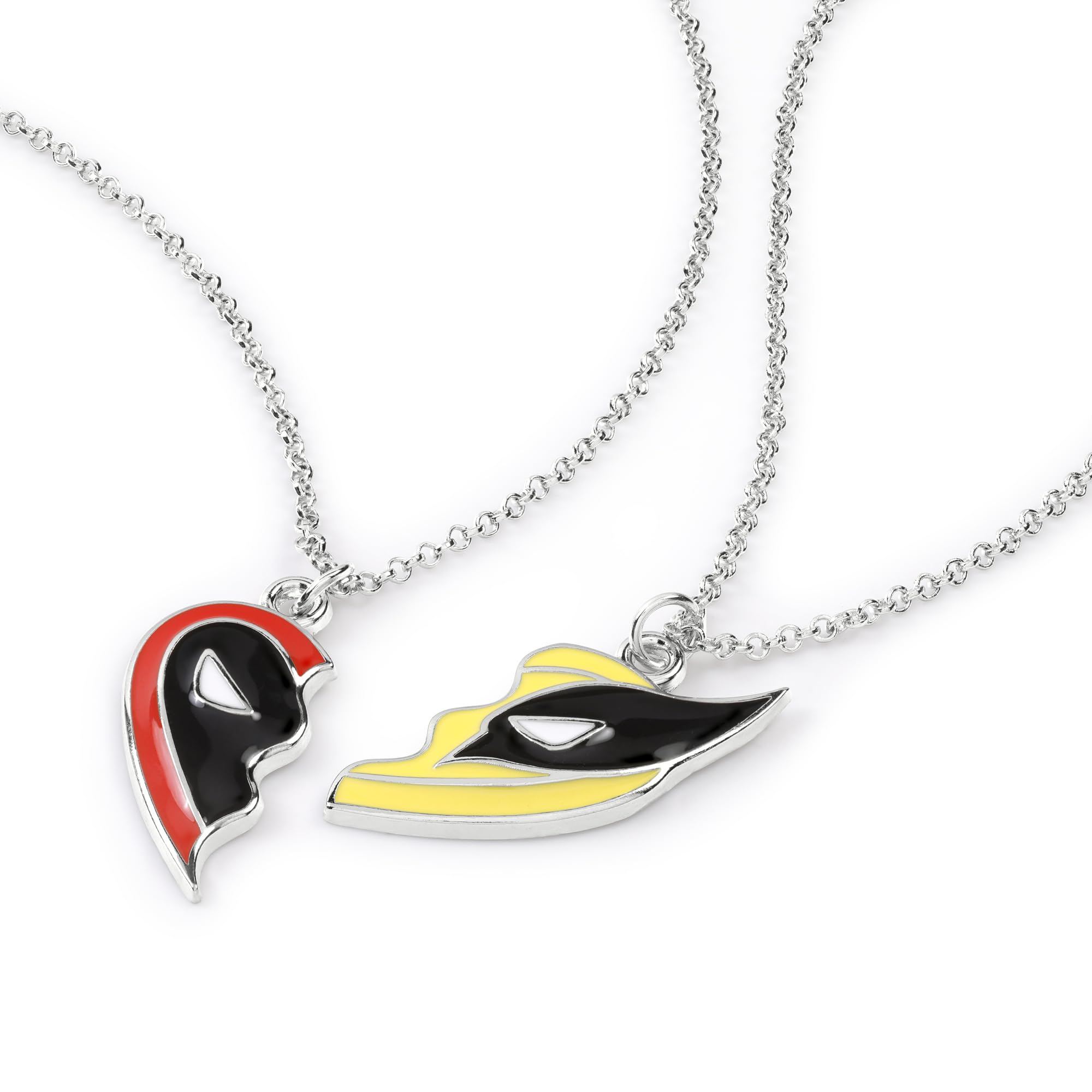 Disney Deadpool & Wolverine - Juego de collar con colgante de corazón dividido para mejor amigo para niños, talla única, Disfraz/rodio de imitación, No es una piedra preciosa