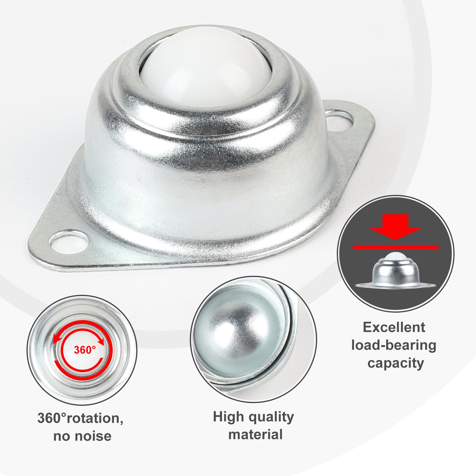 8 Rotelle A Sfera In Nylon 16mm CPROSP - Ruote 360° Per Mobili, Carrelli Ed Elettrodomestici - Foto 5