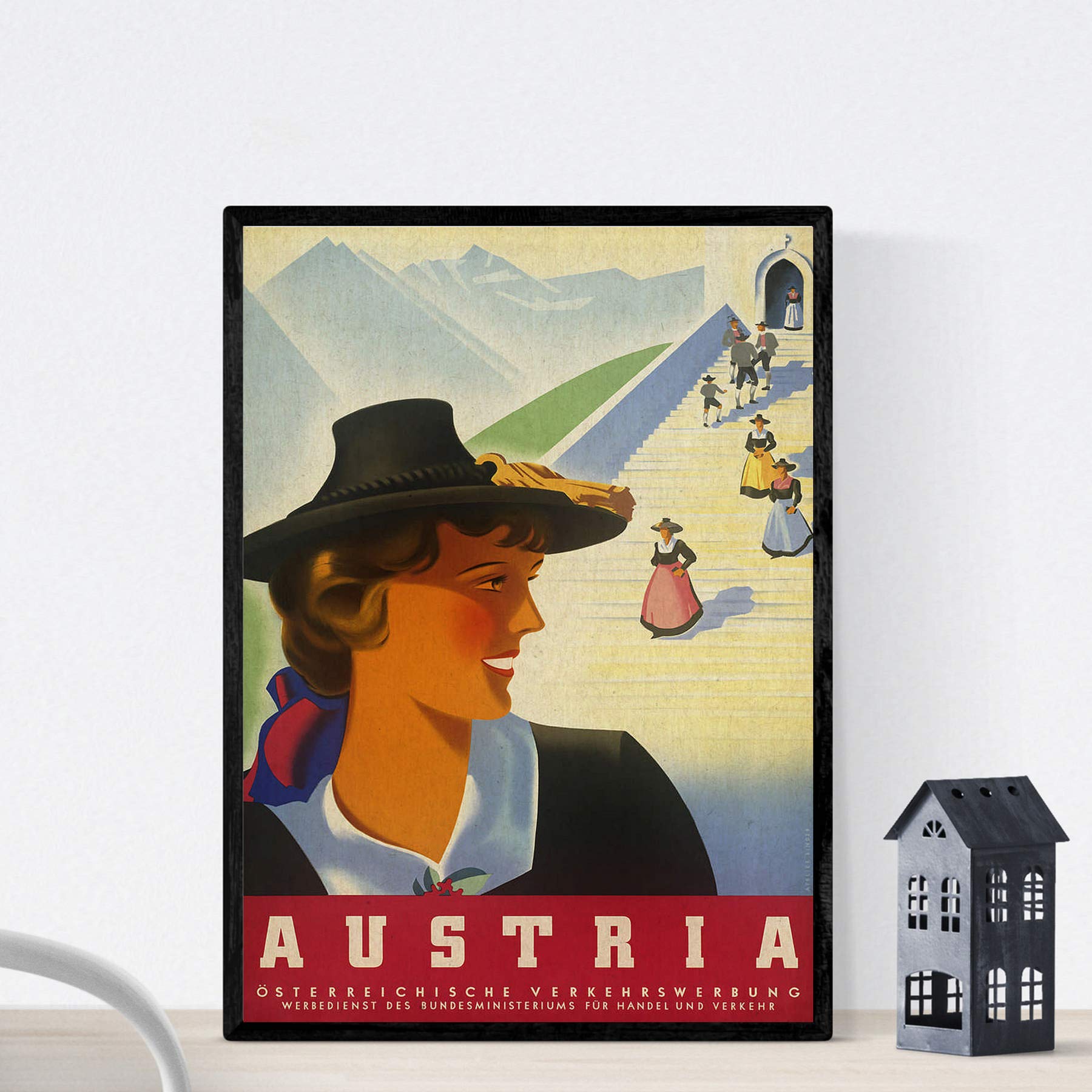 Nacnic Vintage Poster Vintage Poster European mountains. Austria trip. A3 size, 42L x 29.7W cm