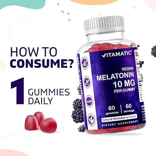 Miniatura 4 de Vitamatic Melatonina 10 mg por gomita  60 porciones  60 gomitas vegetarianas  Suplemento sin hábito