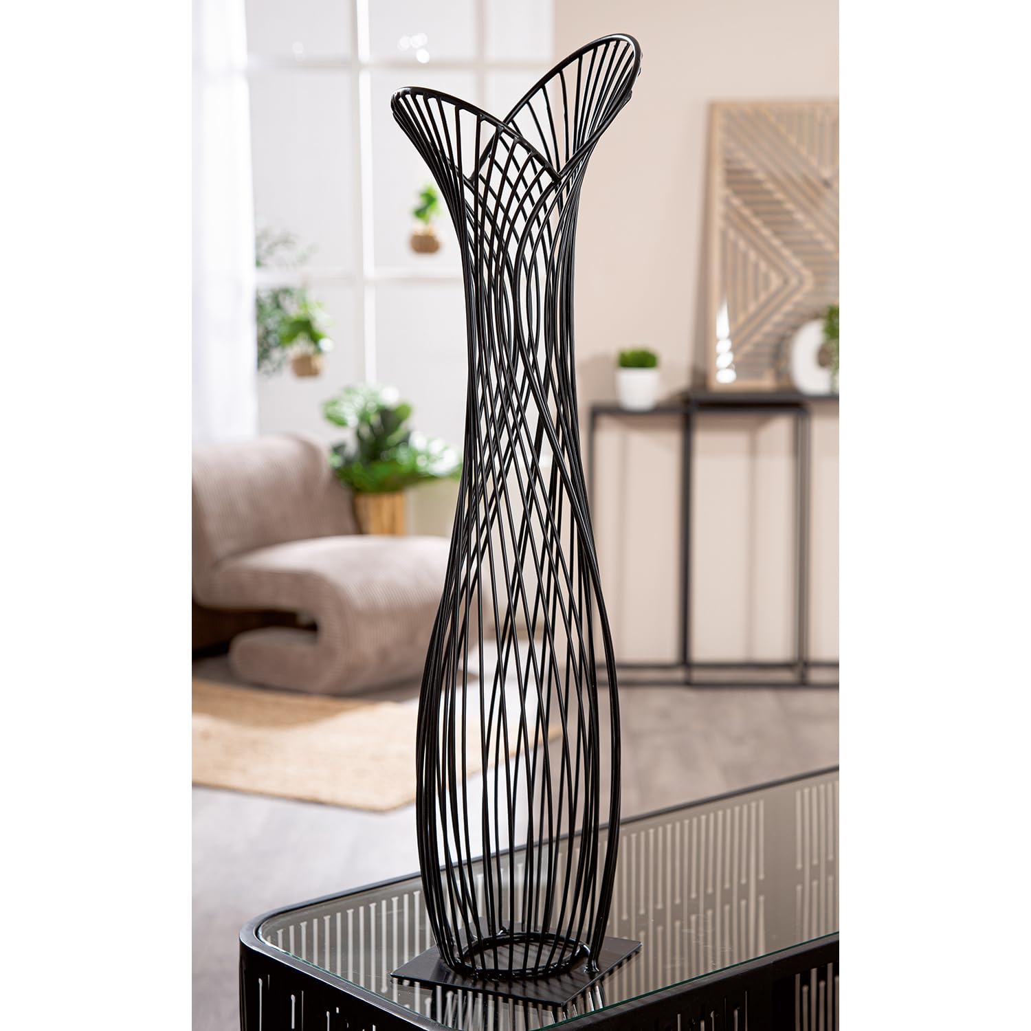 Casablanca Dekoobjekt Die Verbundenheit aus Metall - matt schwarz - Höhe 63cm x Breite 17cm - Tischdekoration