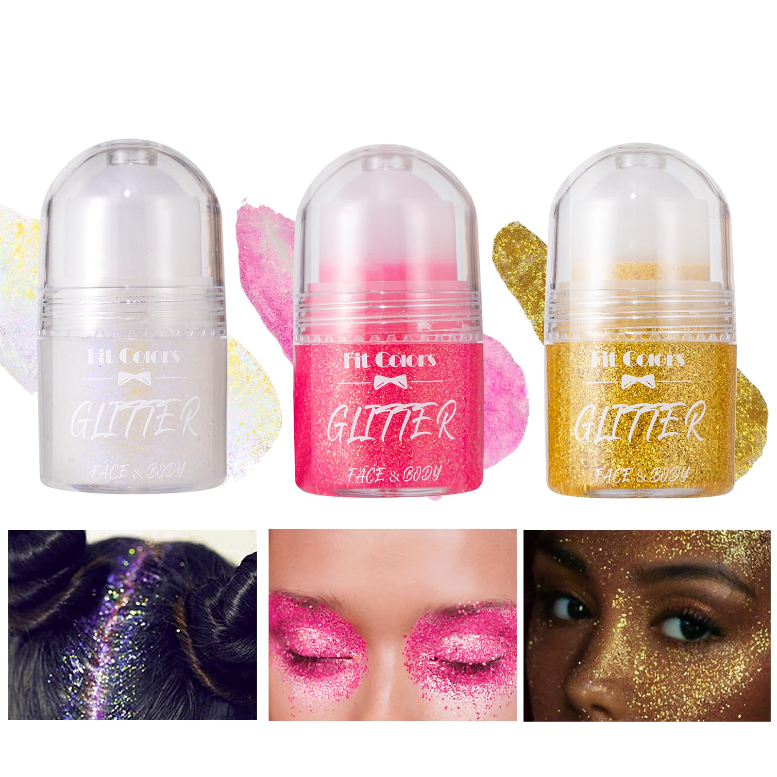 Roll-on Holographic Body Glitter Gel,Dazzling Eyeshadow Highlighter for Face and Body Shimmer Makeup,Holographic Glitter Makeup,Holiday Rave Party