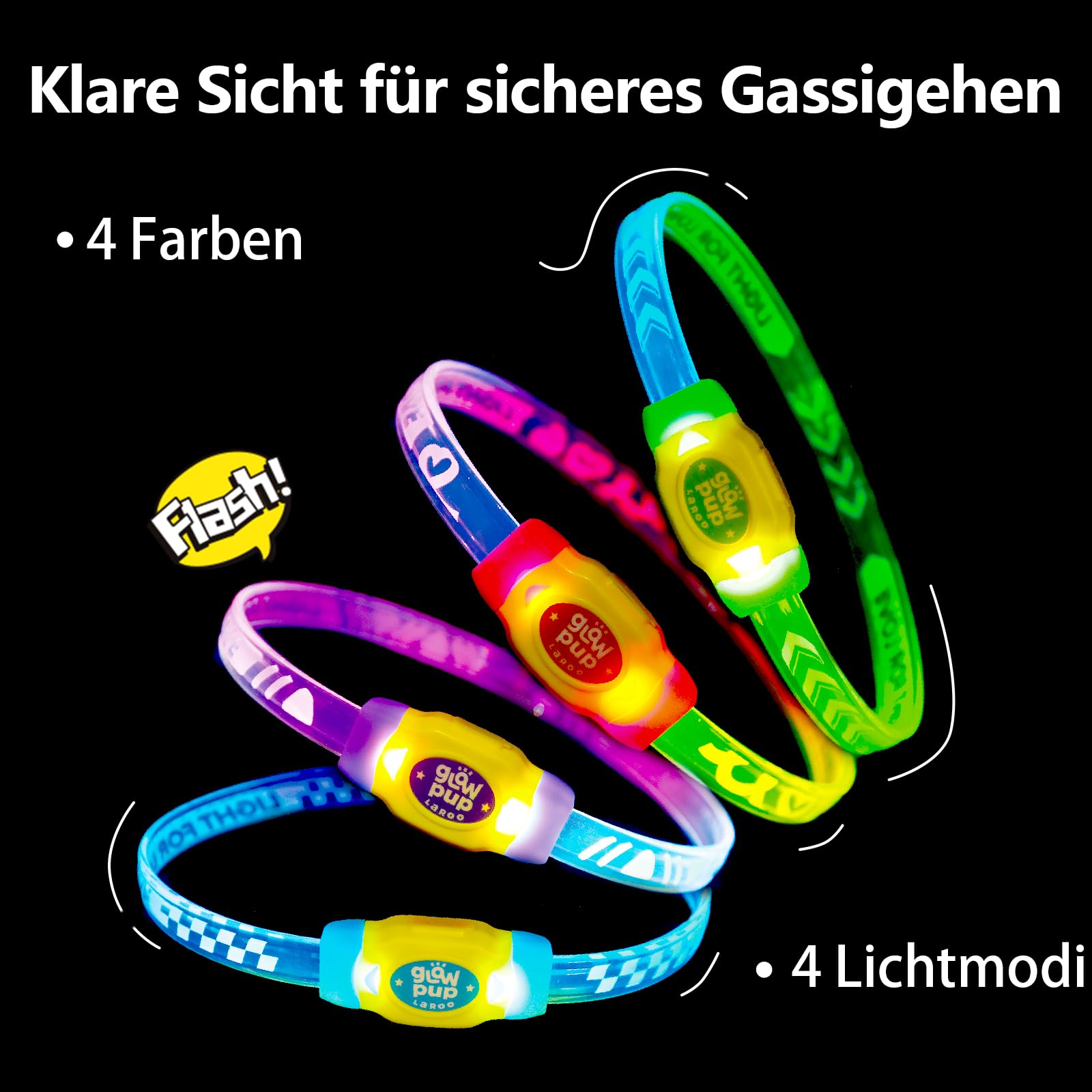 LaRoo Leuchthalsband Hund, Hundehalsband Leuchtend Aufladbar, Leuchthalsband für Hunde, USB Aufladbar, 4 Leuchtmodi, Verstellbar, Mehrfarbig (Blue)