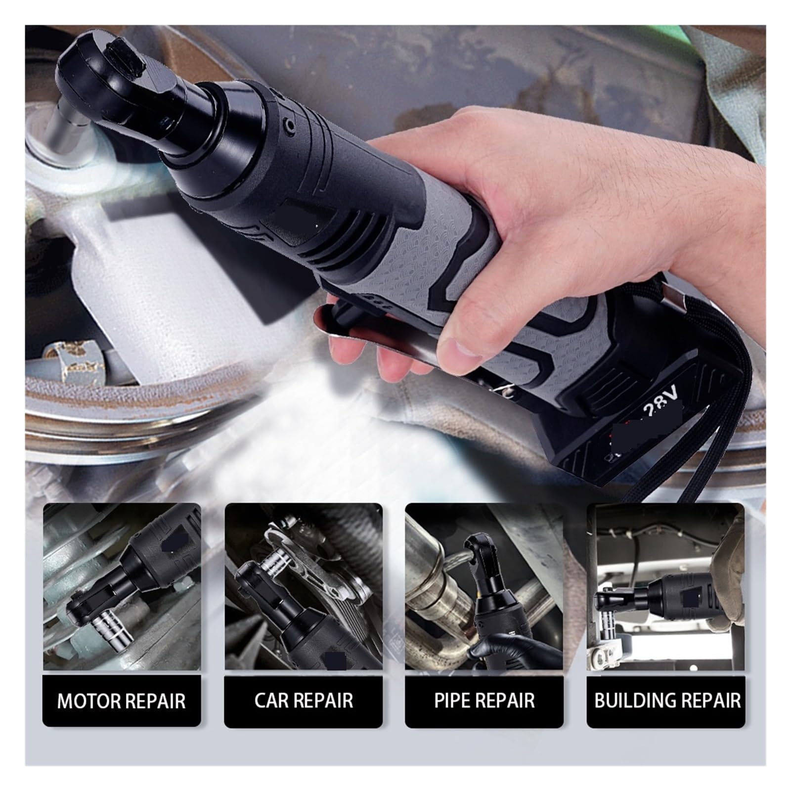 55N. M Cacciavite for trapano angolare con chiave elettrica 3/8''90 gradi Cordless Chiave a cricchetto Impalcatura con 1/2 batteria agli ioni di litio(1 Battery)