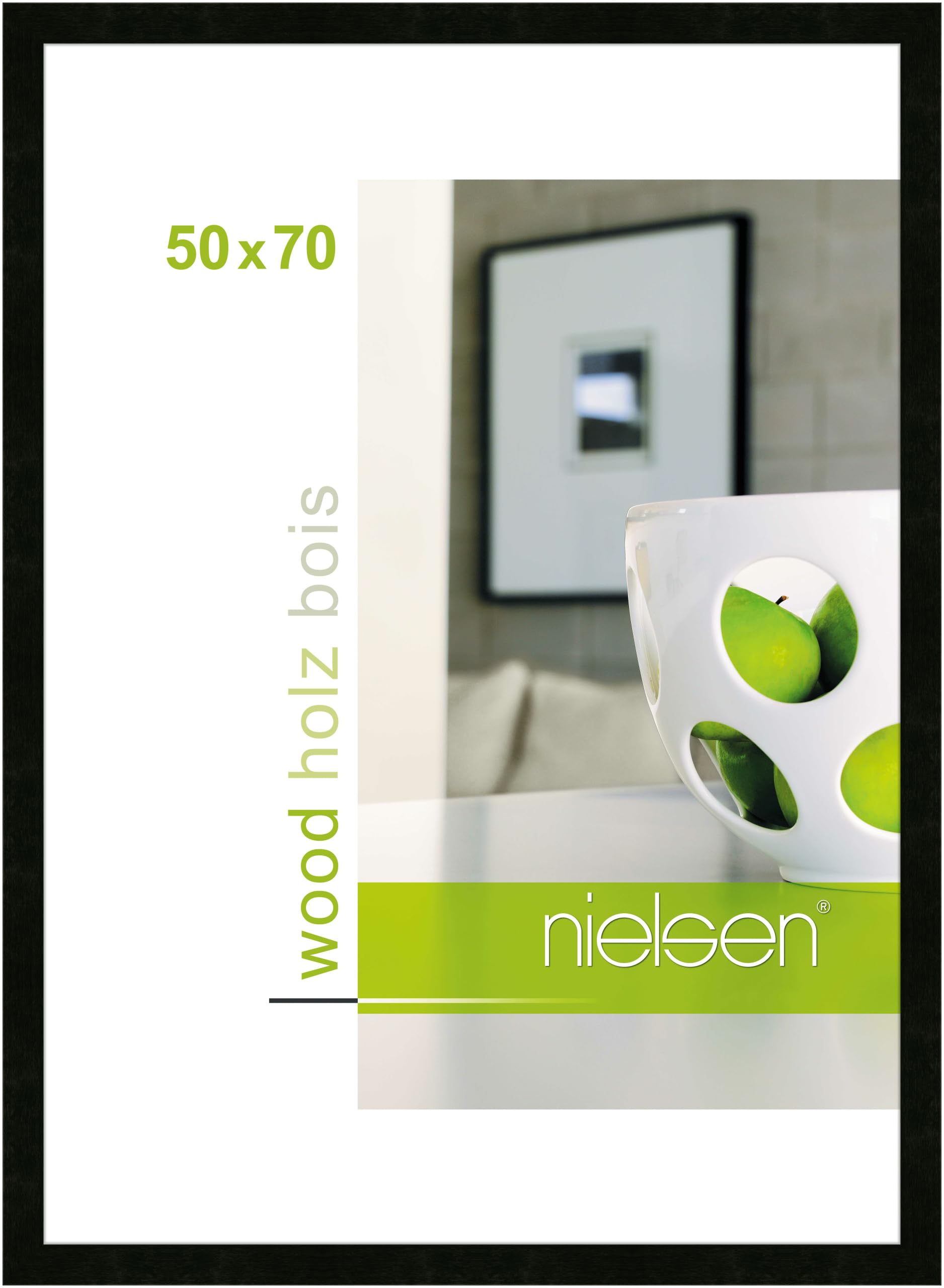 Nielsen Black Essential Wooden Picture Frame - 50X70cm - With Float Glass And Easy Push-Turn Clips