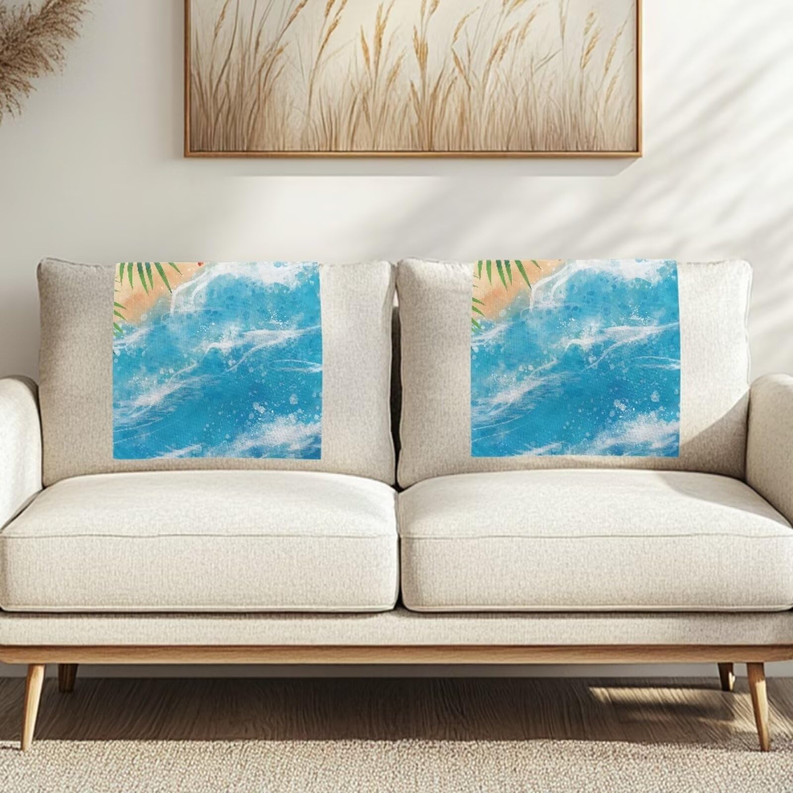 ZDCUSTOM Non Slip Recliner Headrest Protector Covers Set of 2, Summer Beach Starfish Print Headrest Cover for Recliner Chair Sofa Headrest Slipcovers Home Decor