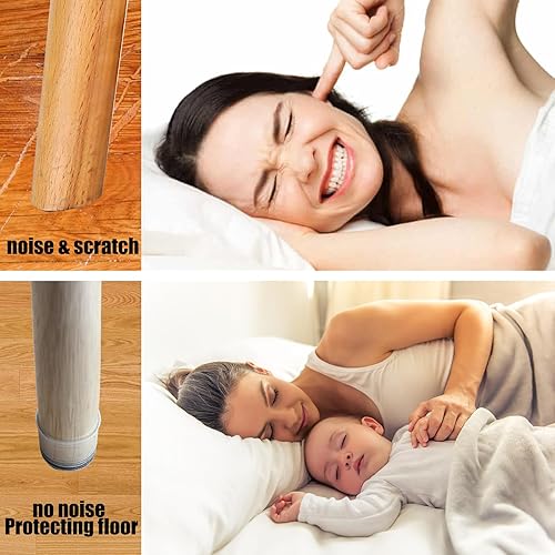 Miniatura 4 de Protectores de patas de silla de 1.4 a 2.4 pulgadas para suelos de madera dura, fundas redondas y cuadradas de silicona para patas de silla para